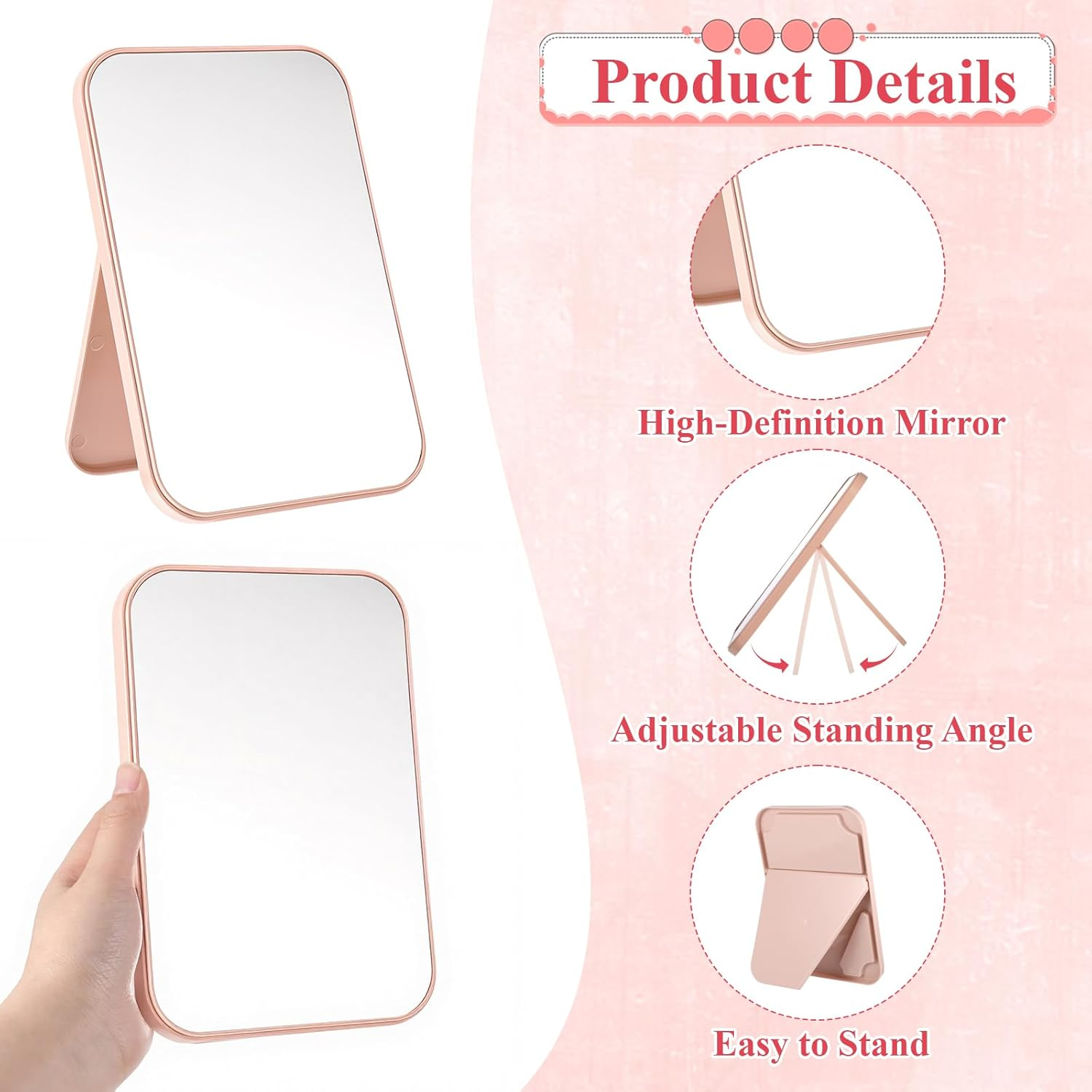 IANFAN 12 Pcs Spa Party Mirrors Spa Sleepover Party Supplies Pink Sleepover Accessory Favors Makeup Mirror for Sleepovers Slumber Birthday Favors Gift image number 4