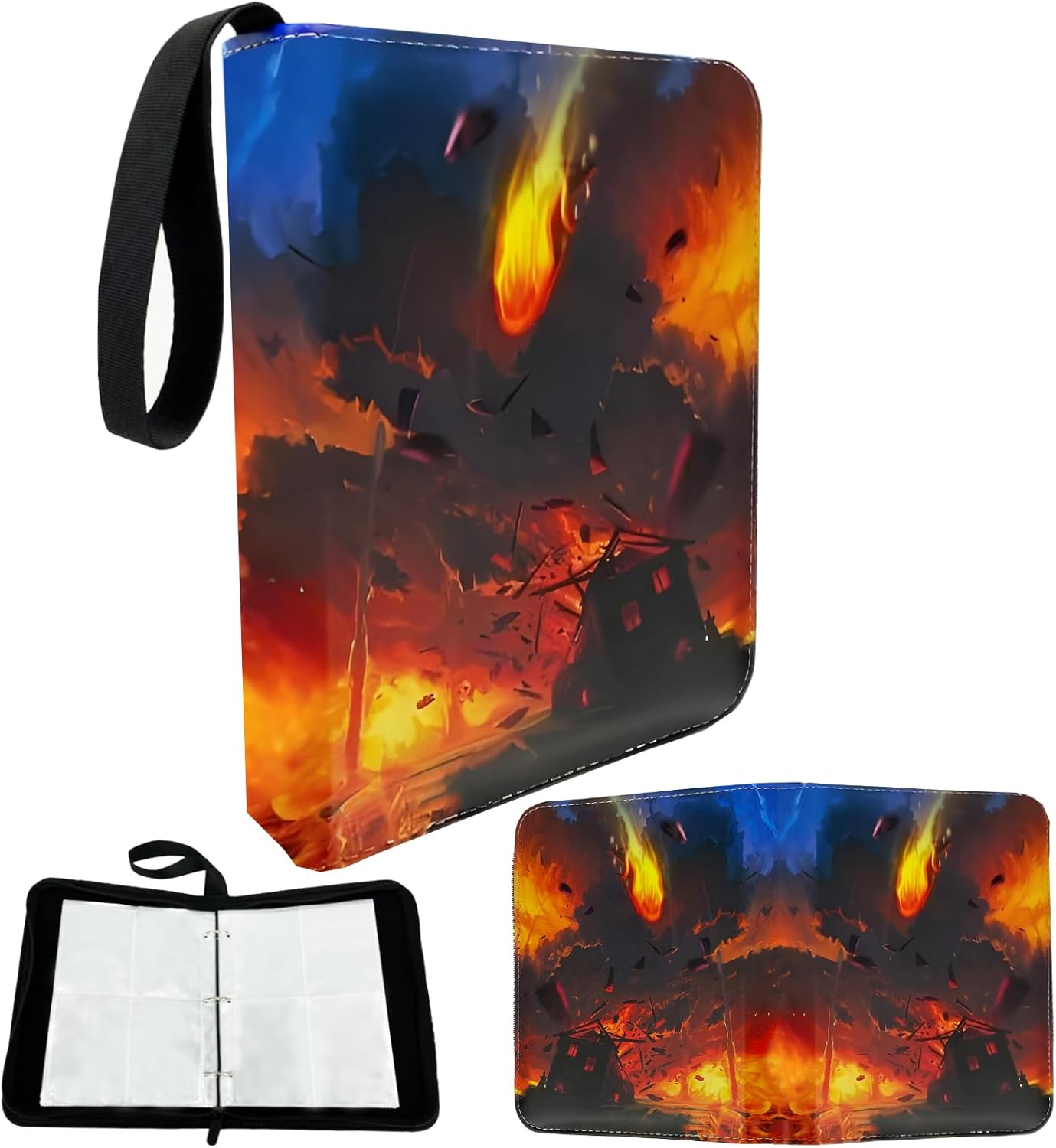 Trading Card Binder, Cards Holder 400 Pockets Card Folder with Zipper 50 Pages Removable Sleeves for Card Collection, Game Boy Girl Birthday Gifts Cool Loose-Leaf