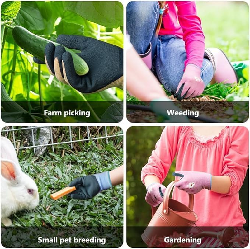 Fokmuaex 3 Pcs Kids Gardening Gloves for Boys & Girls Age 3-9, Toddler Safety Work Gloves, Comfortable Children'S Garden Gloves for Outdoor Planting Play image number 4