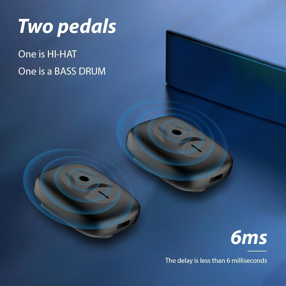 Daseeme Electronic Drumsticks a Drum Stick with 2 Foot Pedals 16D Speaker DSP Level Sound Card Low Delay Portable Electric Rhythm Drum Sticks for Beginners Adults Professional Drummer Student image number 3