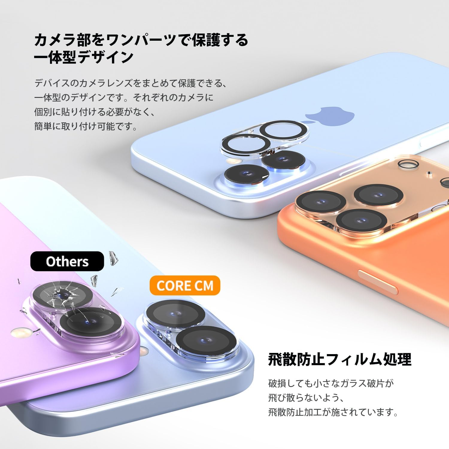 Araree Ar28003I17Pr Tempered Glass Film for Iphone 17 Pro, Integrated Lens Protection, Full Coverage, High Transmittance, 9H Hardness, Shatterproof, Fingerprint Prevention, Camera Protective Sheet image number 2