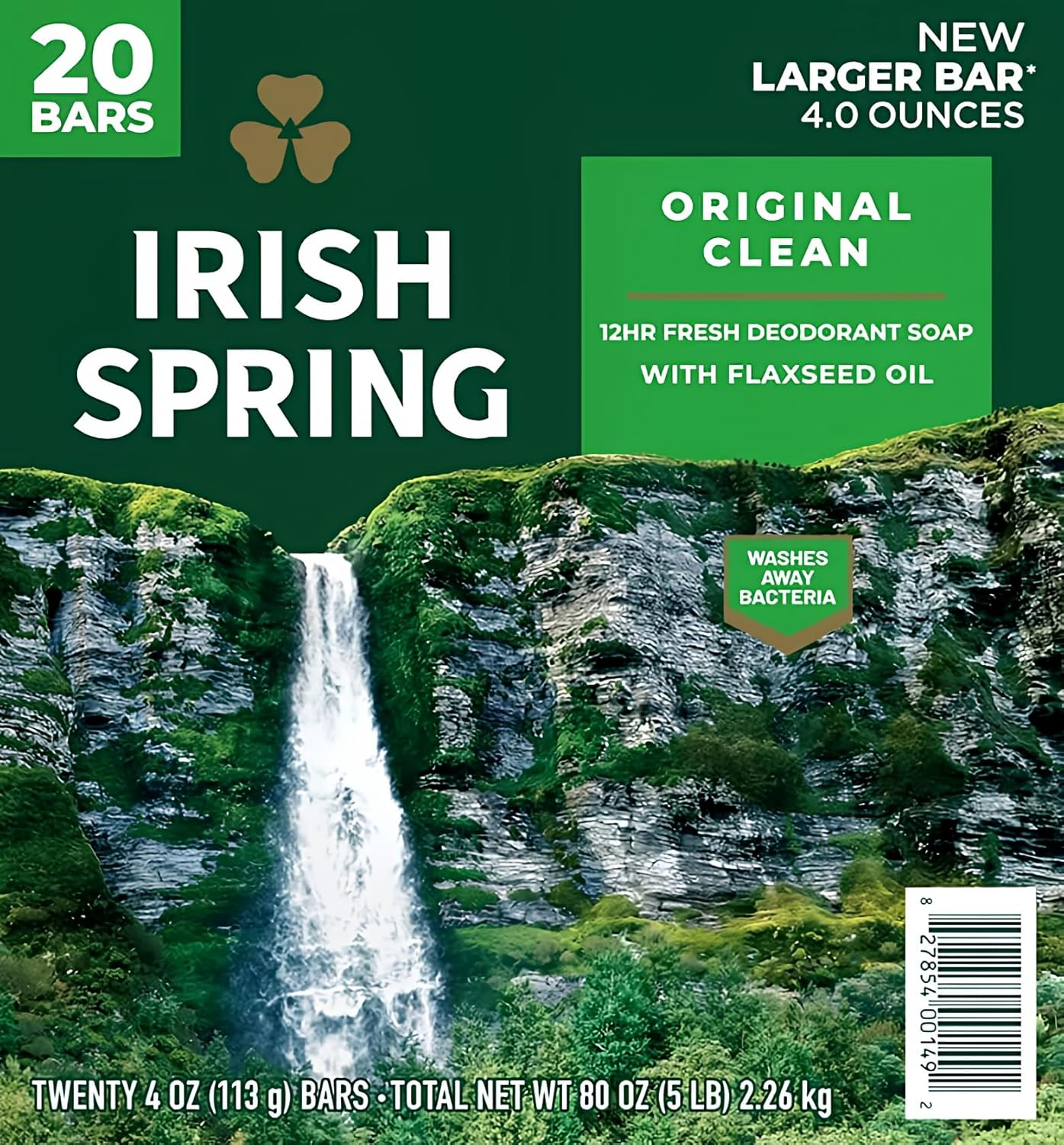 Irish Spring Original Deodorant Soap, Unisex, 3.75 Oz (20 Bar)