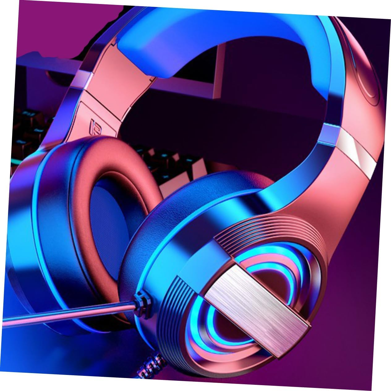 Tofficu Gaming Headset with Microphone USB Wired Noise Reduction PC Headphones for Gamers Over-Ear Comfortable Black Head-Mounted Headset for Desktop and Laptop image number 2