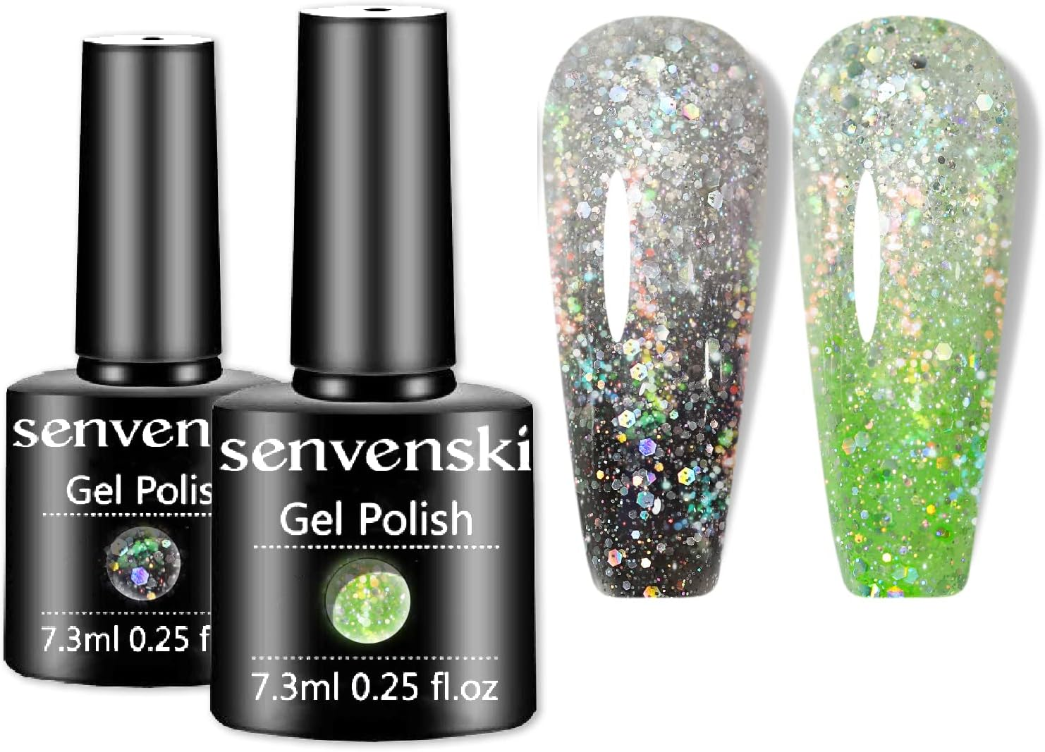 Senvenski Black Jelly Gel Nail Polish Kit, Black White Color Changing Gel Nail Polish, Clear Translucent Colors with Milky Sheer Finish | Vegan UV/LED Nail Art Kit for Women (WB2-001)