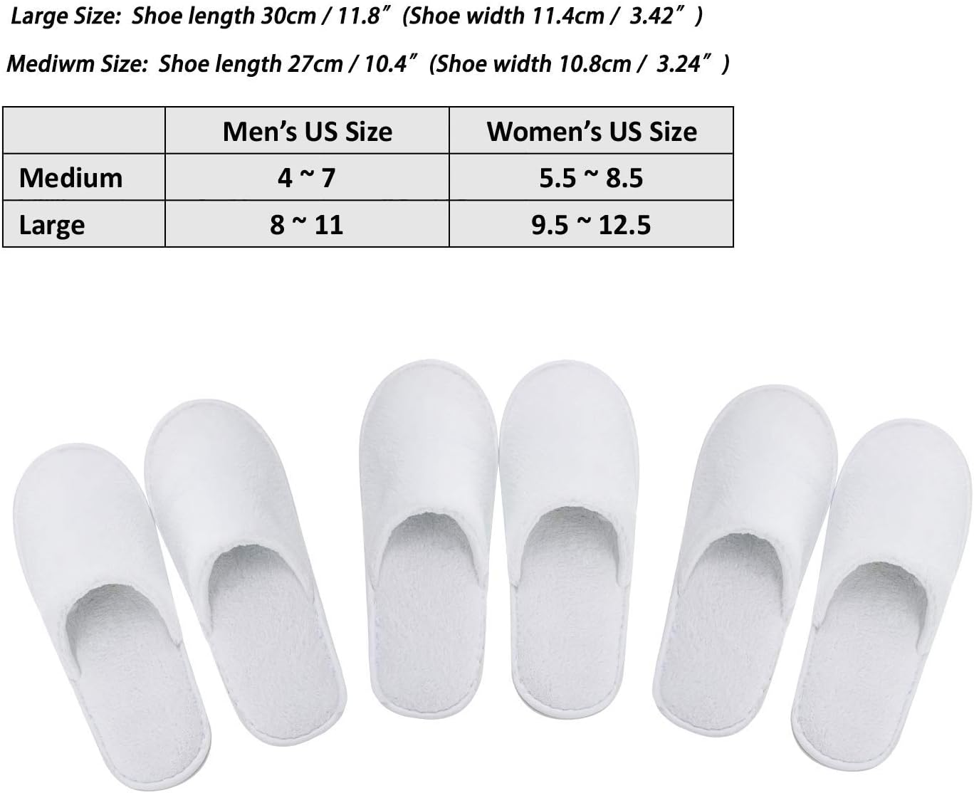 Echoapple 5 Pairs of Deluxe Closed Toe White Slippers for Spa, Party Guest, Hotel and Travel image number 2