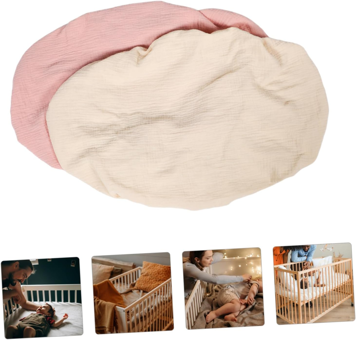 Bestonzon 2Pcs Crib Soft Comfortable Fitted Mat Cover Washable for Changing Table Cotton Changing Pad Covers image number 5