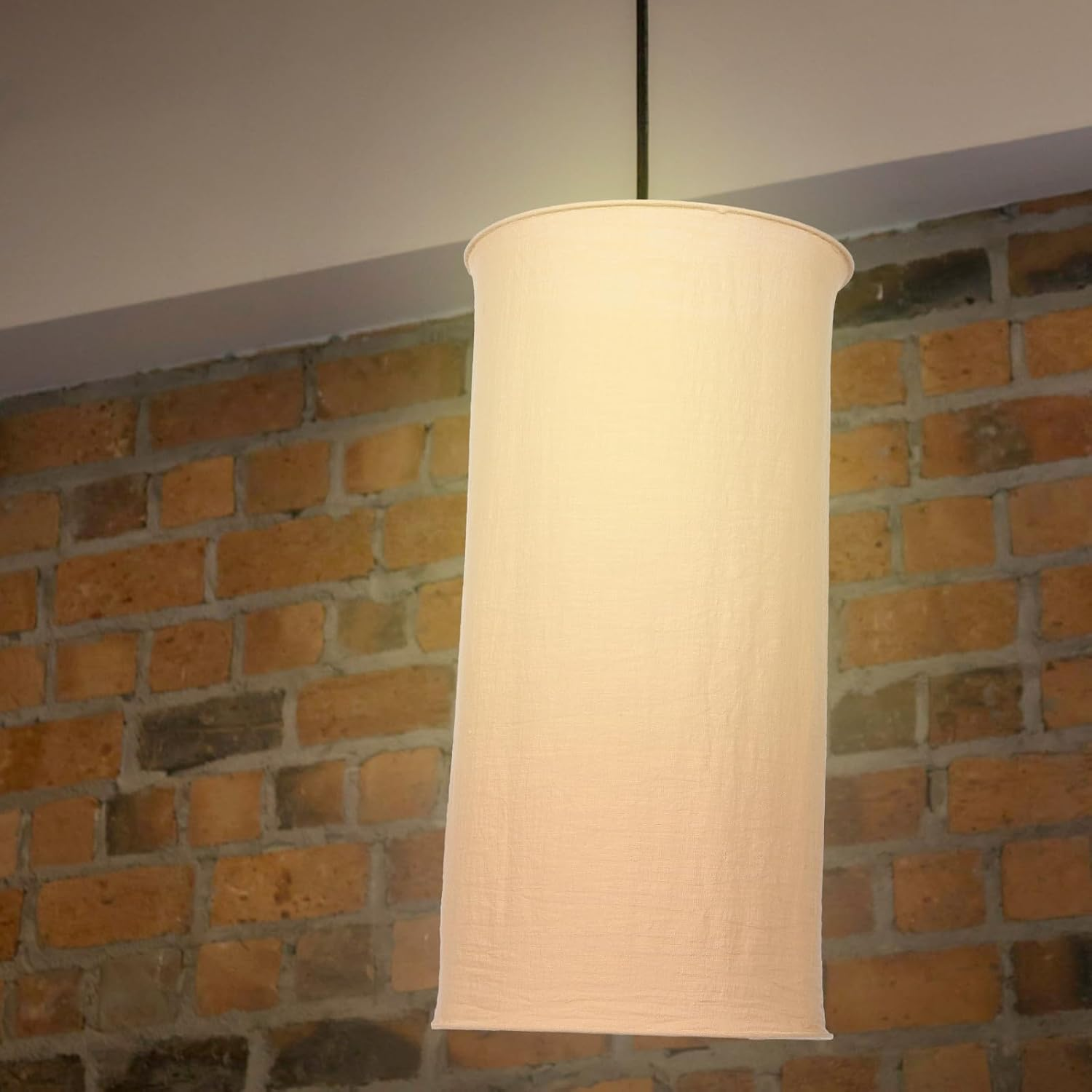 TEMPNAP Foldable Khaki Fabric Hanging Lamp Shade E27 Pendant Cover 35Cm for Table Lamps and Ceiling Fixtures image number 2