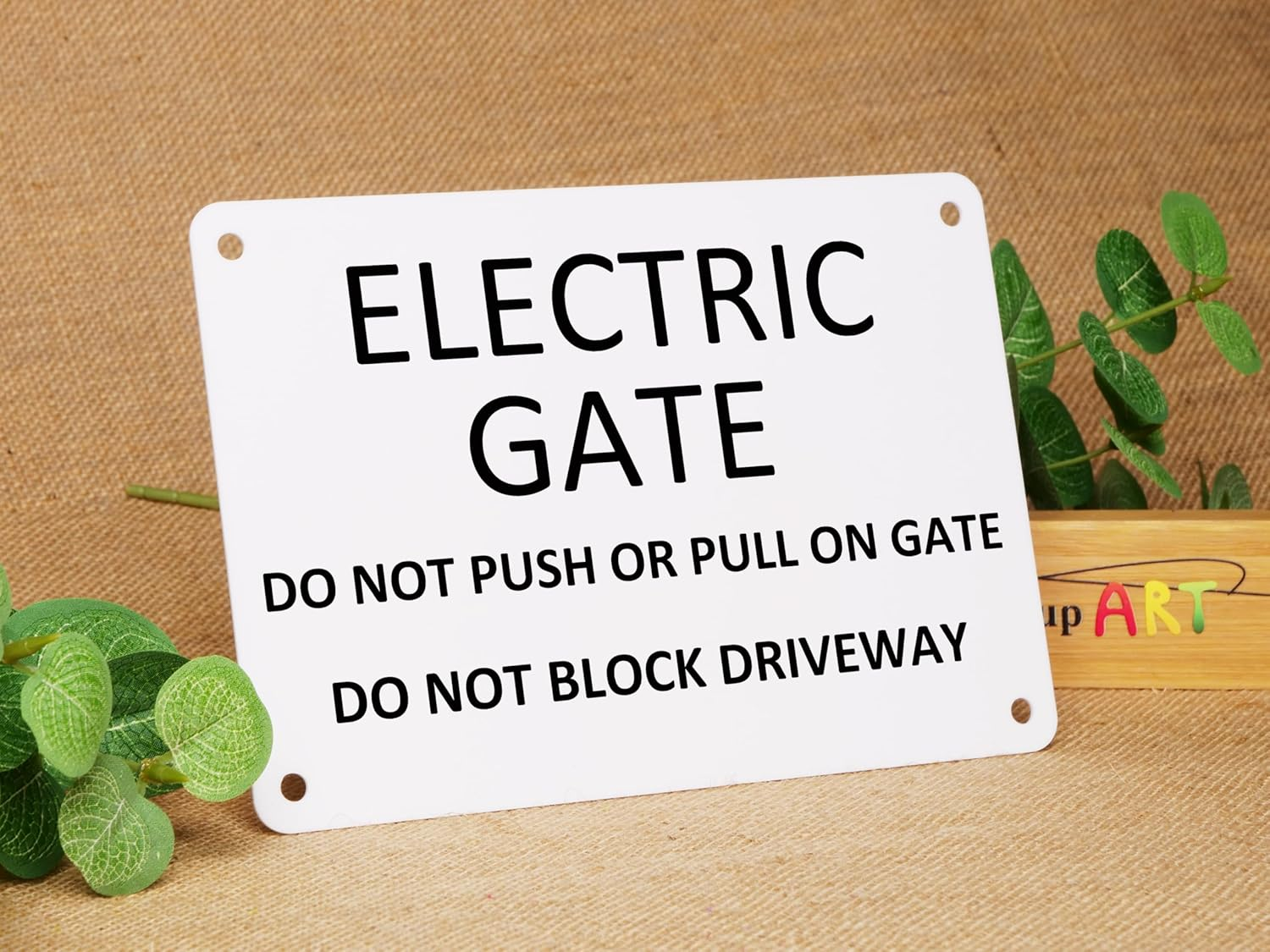 ELECTRIC Gate Do Not Push or Pull Do Not Block Driveway Plaque Gate Sign (Without Self-Adhesive at Back, 14X20CM)