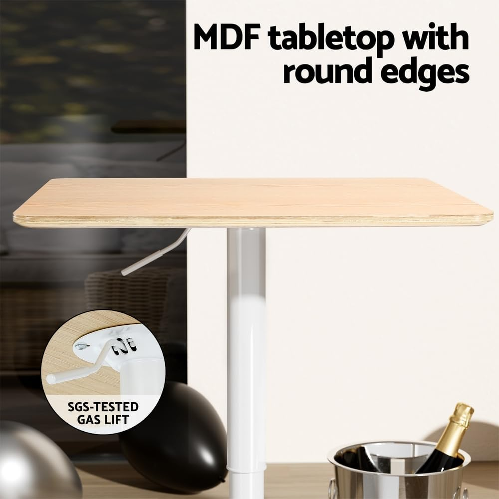 Artiss Bar Table Swivel Base Gas Lift Counter Dining Table 60CM Square Pine image number 4