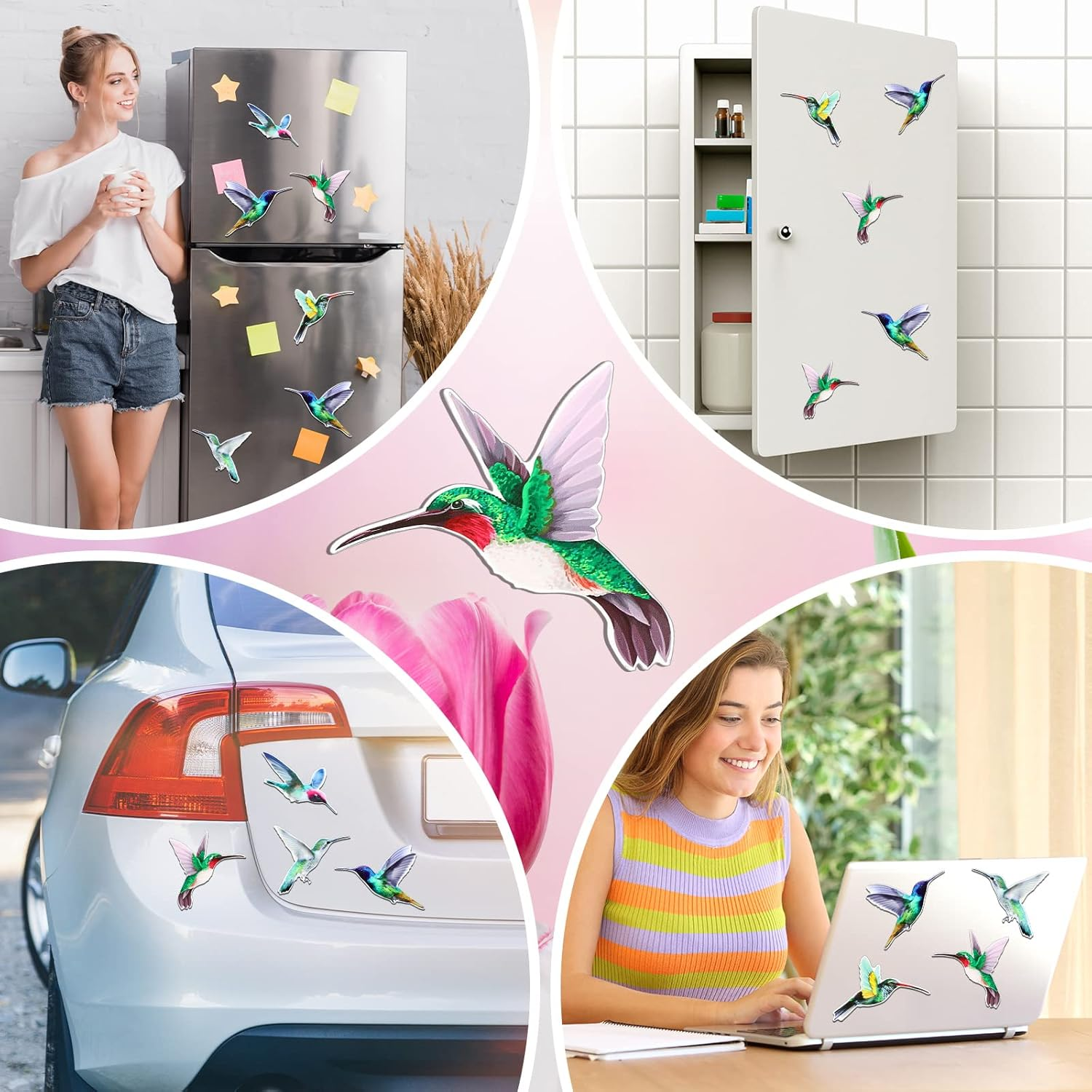 12 Pieces Humming Bird Screen Saver Magnets Decorative Flexible Double Sided Magnetic Stickers for Screen Doors, Patio Doors Decoration, Helps to Stop Walking into Screens image number 3