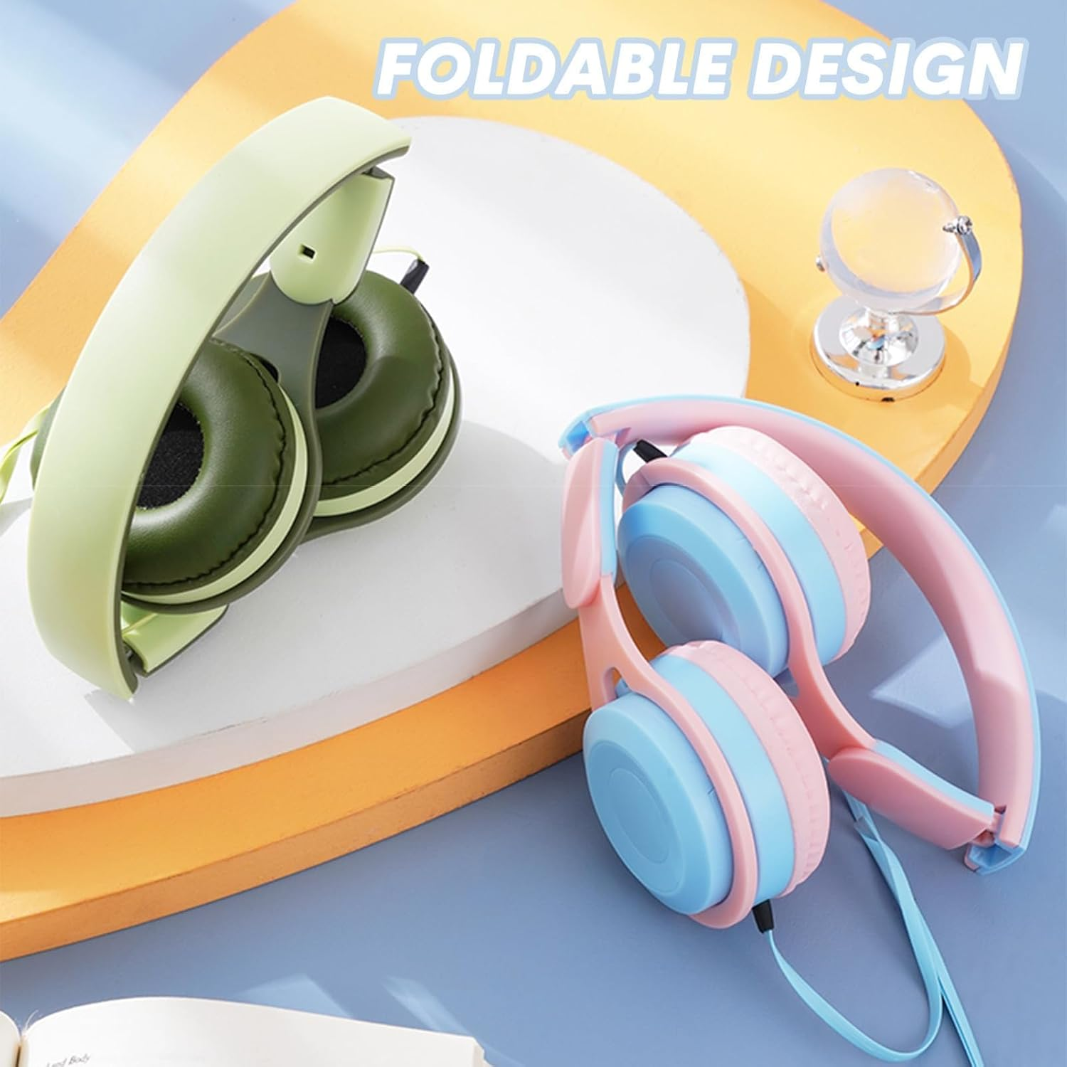 Children'S Headphones with Cable over Ear Children'S Headphones Wired Earphones Headphones for Children over Ear Adjustable Headband Foldable Adjustable Headphones with Volume Limiter for School