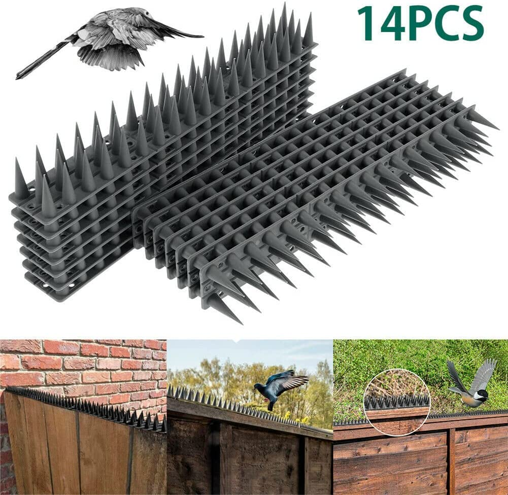 HOTOOLME Bird Spike 14 Pack for Bird, Cat, Squirrel, Mouse, Pest Control Fence Spike Bird, Spikes Fence Wall Deterrent 13X1.77X1.45 Inches, Grey image number 6