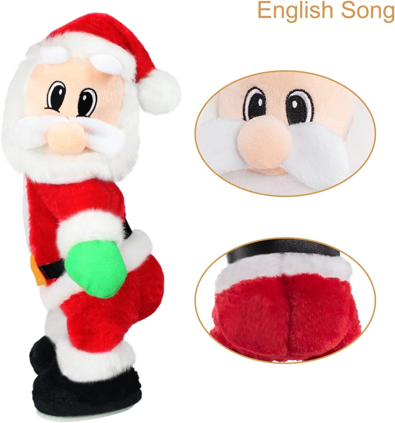 Sdenow Twerking Santa Claus,Booty Shaking Santa Dancing Santa Claus with Music Singing Animated Christmas Santa Toys for Kids - English Song image number 6