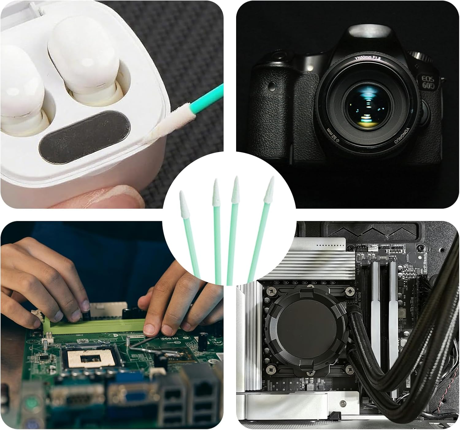 Luojinluoda 100 Pieces Dust Free Foam Swabs - Anti-Static Swabs with Tapered Tips for Inkjet Printers, Print Heads, Cameras and Optical Lenses - Versatile Swabs for Sensitive Equipment Cleaning image number 2