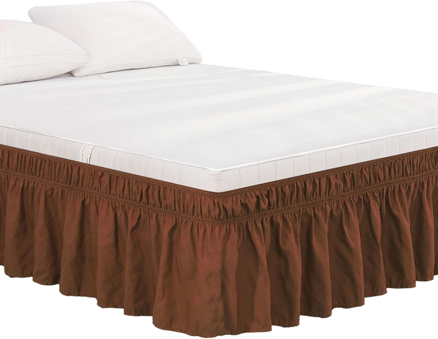 Wrap around Bed Skirt Full Bed,Valance Sheet Bed Skirts Queen Size (Dark Green, King)