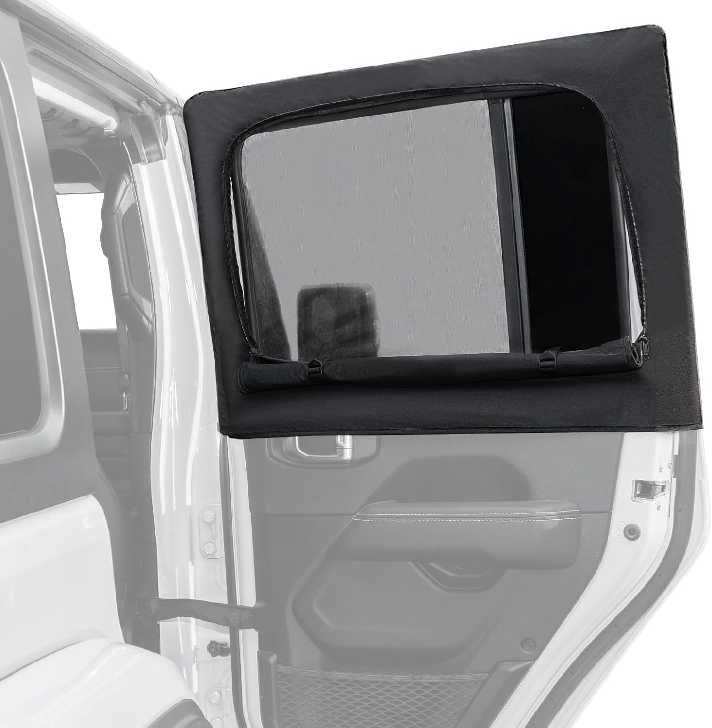 JOYTUTUS Rear Wrangler Side Window Sun Shade Camping Window Insect Screen Compatible with 2007-2024 Wrangler JK JL 4 Doors Gladiator JT, Car Window Covers for Privacy Blackout 2 Pcs image number 6