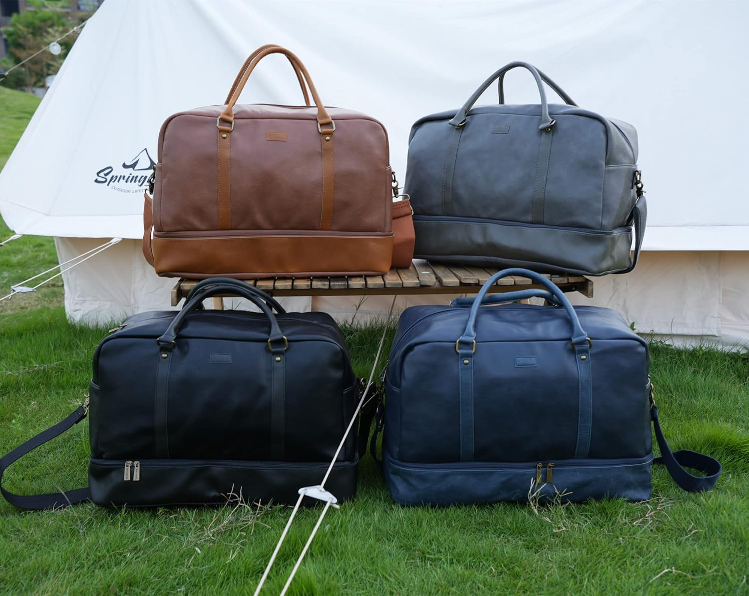 BAOSHA Leather Large Travel Duffel Tote Bag Carry on Weekender Overnight Bag with Shoe Compartment HB-38