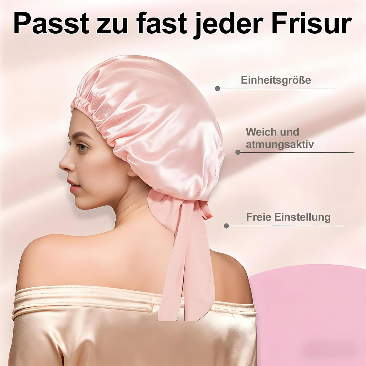 Oiieco Silk Bonnet for Sleeping, Satin Bonnet, Comfortable and Soft, Satin Lined Hood with Tie, for Women and Girls for Curly Hair image number 5