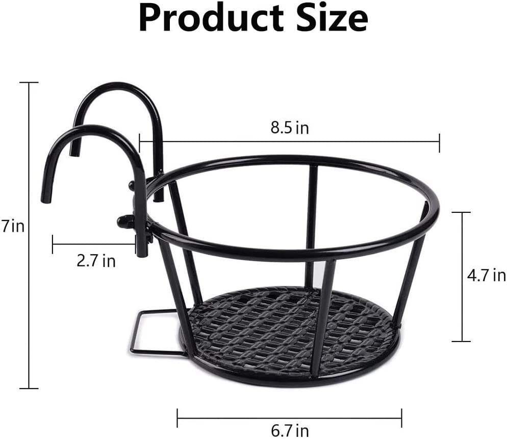 Hanging Railing Planter Baskets, 4 Pack Flower Pot Holder Garden Planter Support Rack Decorative for Indoor and Outdoor Plants Perfect for Porches and Patio Decor image number 5