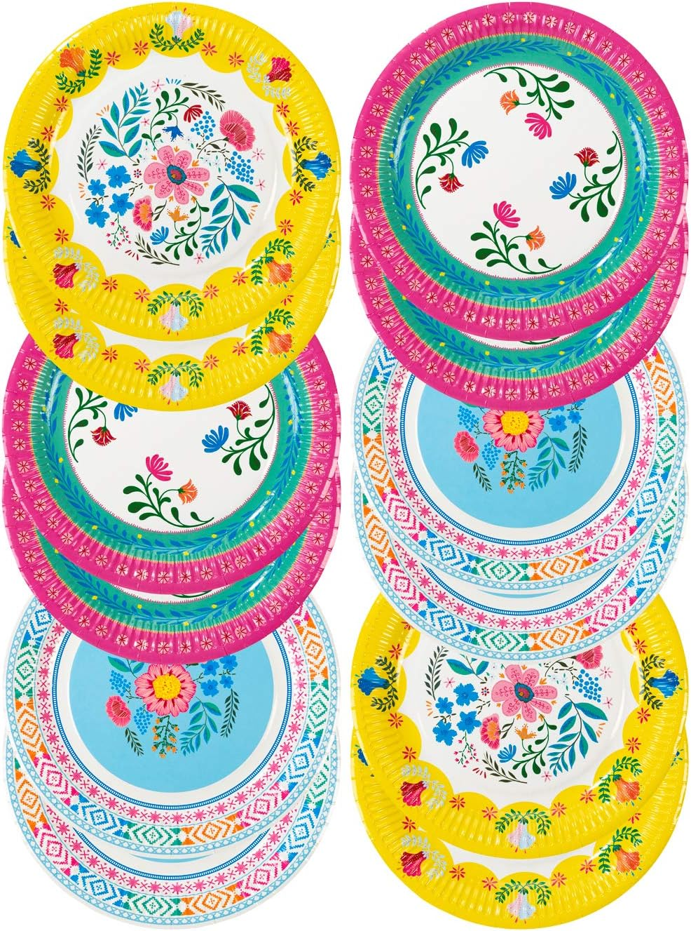 Talking Tables Colorful Floral Paper Plates Disposable Tableware, Great for Afternoon Tea Party Table Decorations| Festival, Picnic, Kids Encanto Themed Birthday Party 9&rdquo;, Pink Blue Yellow, Pack of 12 image number 5