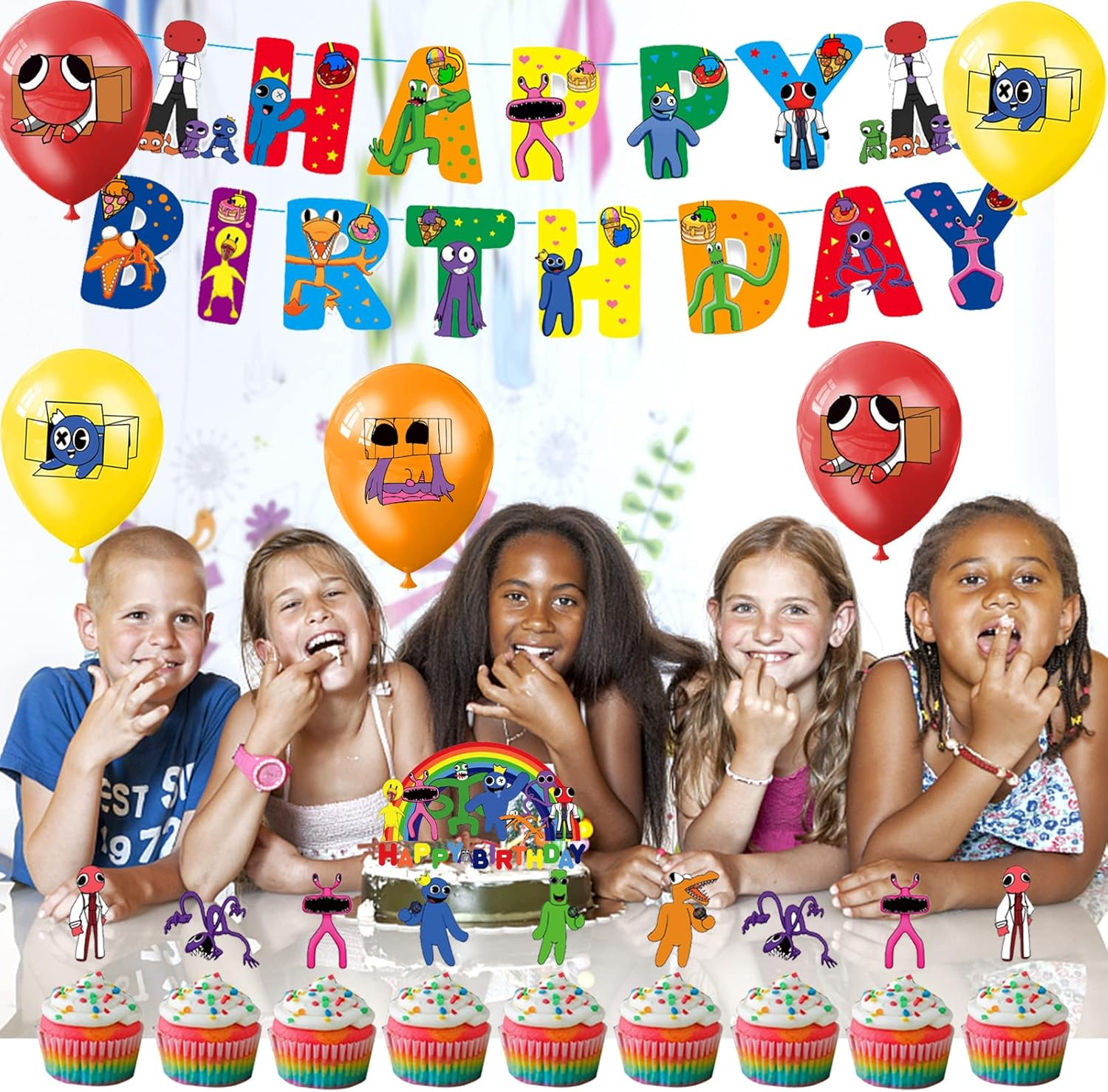 Birthday Party Decorations Rainbow Friends Balloons Birthday Roblox Rainbow Friends Birthday Cake Decorations Rainbow Friends Happy Birthday Banner Rainbow Friends Birthday Decoration image number 4