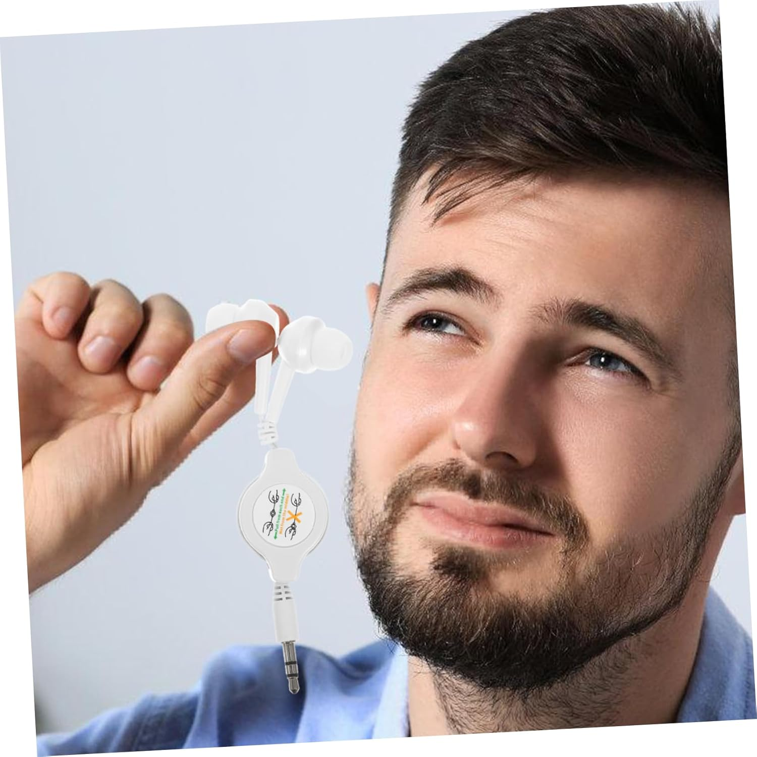 ELAYARD Retractable Wired Earbuds In-Ear Earphone Noise Cancelling, Compact Telescopic Ear Plugs for Music Devices, White Earphones Suitable for Travel and Pocket Use image number 1