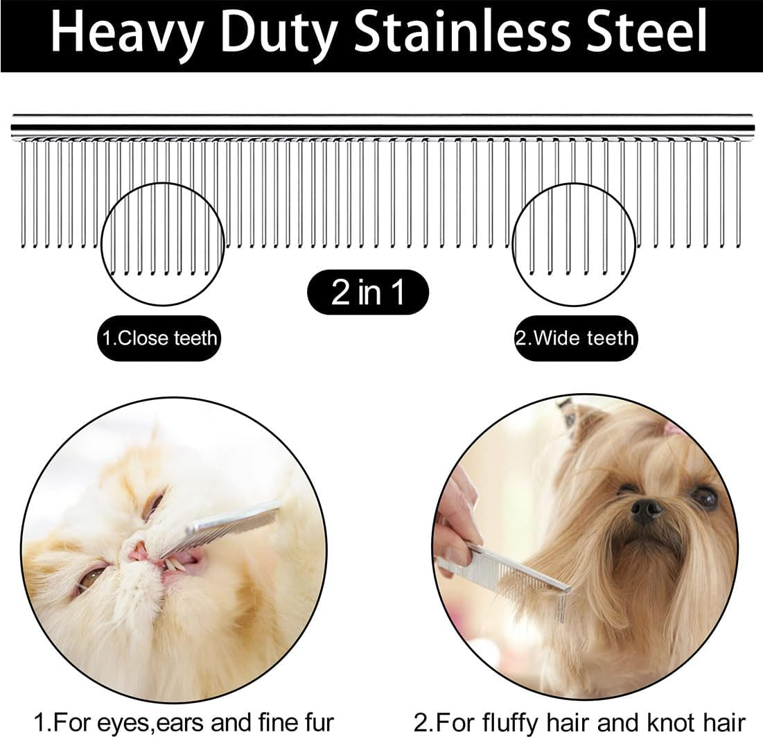 Professional Dog Grooming Scissors Kit, 3 Pack Professional Pet Grooming Kit with Safety round Tips, Stainless Steel Thinning Shears Dog Comb for Long Short Hair Dogs Cats Pets