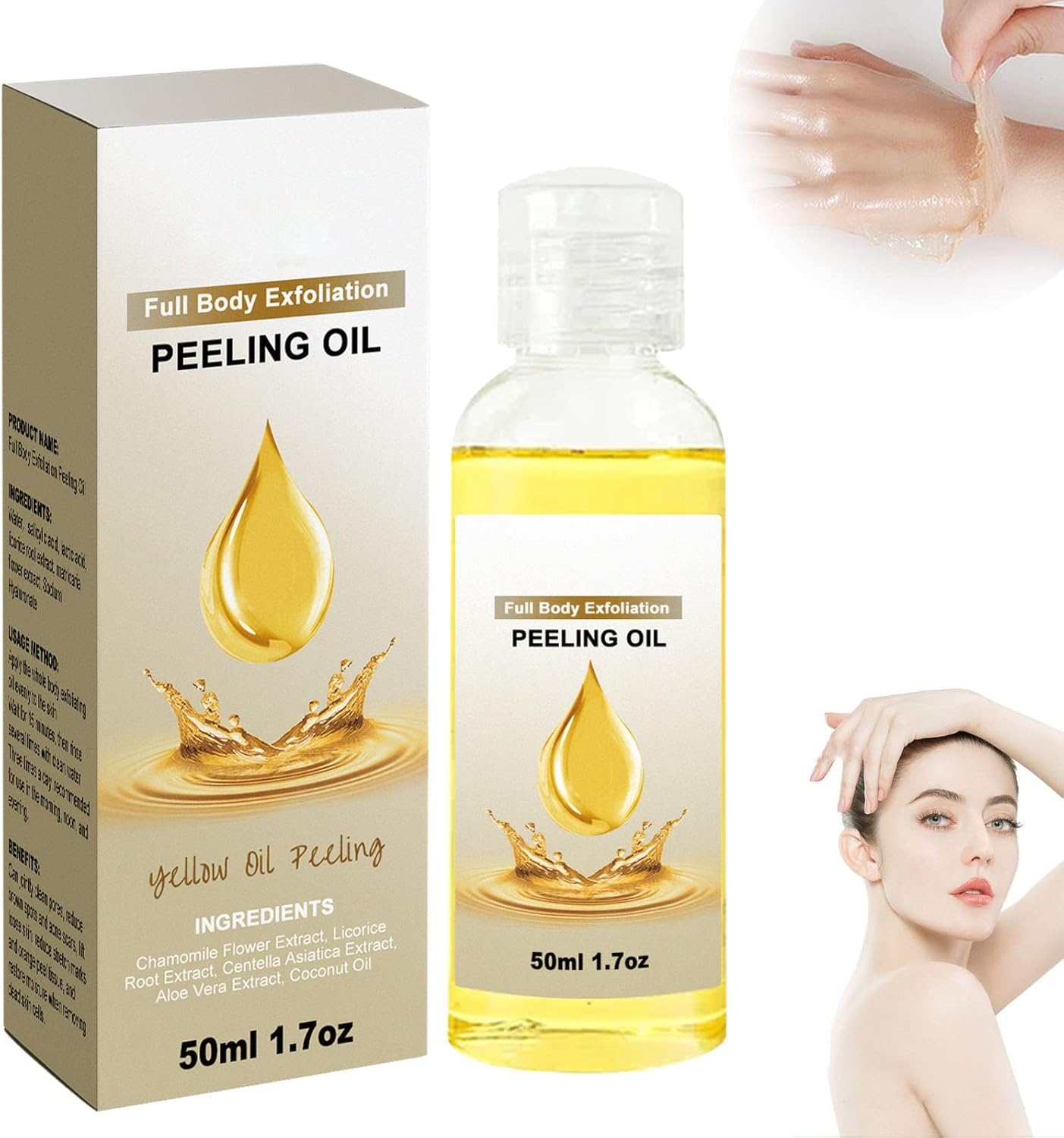 Fullbody Exfoliation Peelingoil, Body Exfoliate Peeling Oil, Old Yellow Peeling Oil, 2023 New Old Natural Spot Yellow Peeling Oil (3 Pcs)