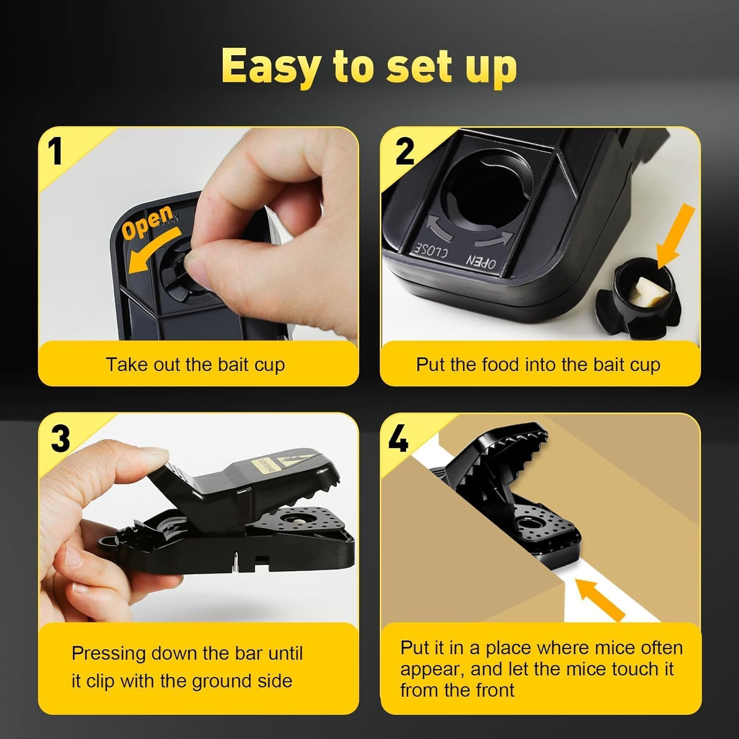 Mouse Trap,Small Mice Trap Indoor Quick Effective Sanitary Safe Mousetrap Catcher,Reusable Mousetrap for House Indoor Outdoor- 8 Pack image number 2