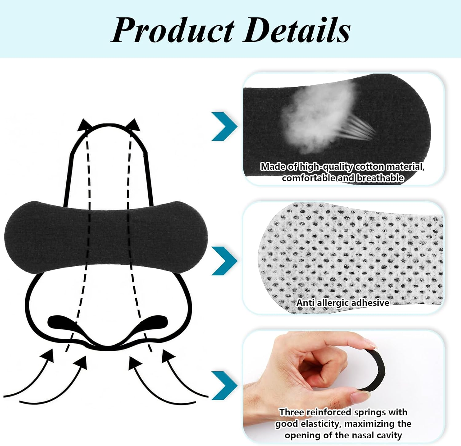 Ozessence 30 Pcs Nasal Strips, Nose Strips for Sleeping, Relieve Nasal Congestion and Mouth Breathing, Helps Improve Nasal Congestion Snoring and Breathing Adjustment after Exercise