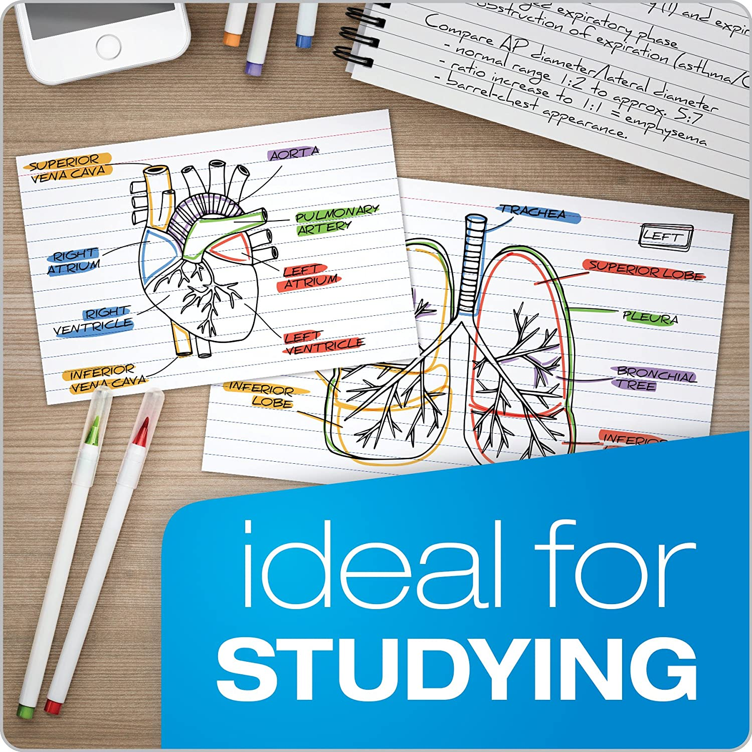 Oxford Ruled Index Cards, 3" X 5", White, Lined Index Flashcards, 300 per Pack (10022) image number 6