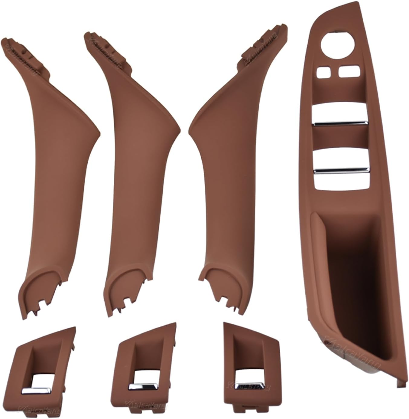 7Pcs,For BMW 5 Series F10 F11 F18 520I 523I 525I 528I 535I, RHD Interior Inner Door Handle Panel Pull Trim Cover Kit Set Replacement (Beige)