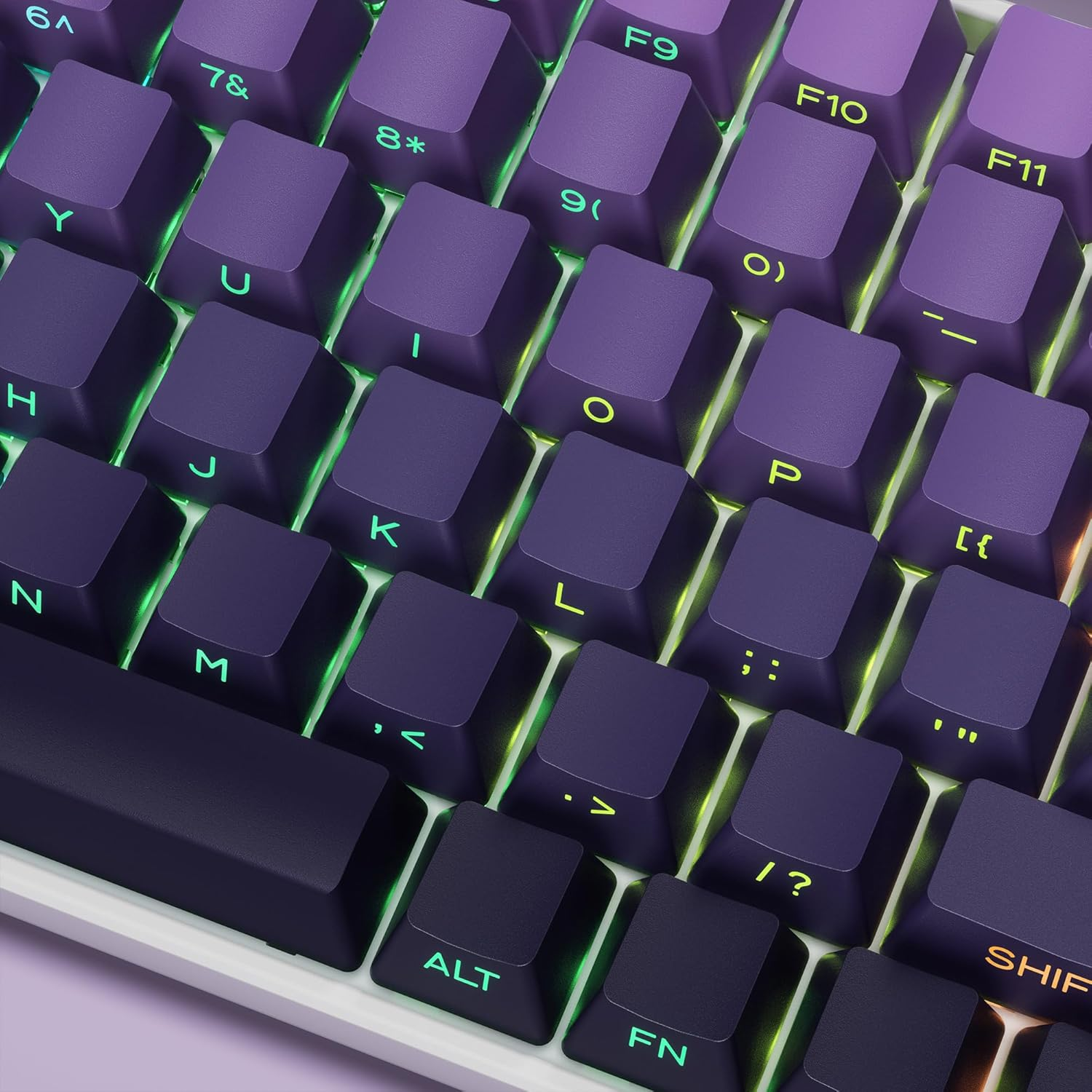 SDYZ XVX Side Print Keycaps - Shine through Keycaps, PBT Double Shot Custom Keycap Set, 136 Keys Gradient Purple OEM Profile Keyboard for Cherry Gateron MX Switches image number 5