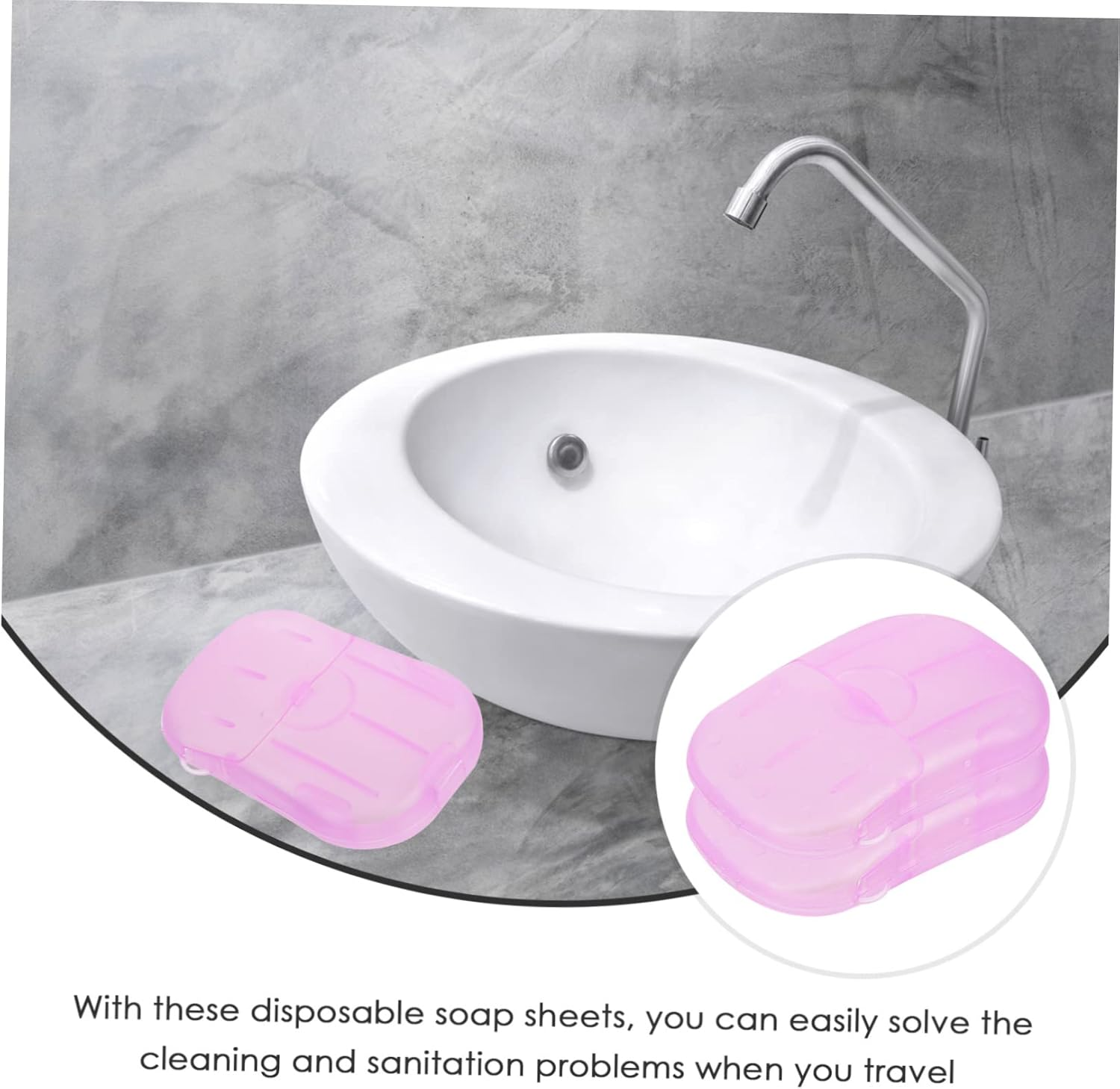 Outanaya Travel Soap Sheets Portable Soap Slices Convenient Box for Easy Hand Washing for Camping Outdoor Adventures and Travel Toiletry Needs Safe and Pleasant to Use - Purple image number 3