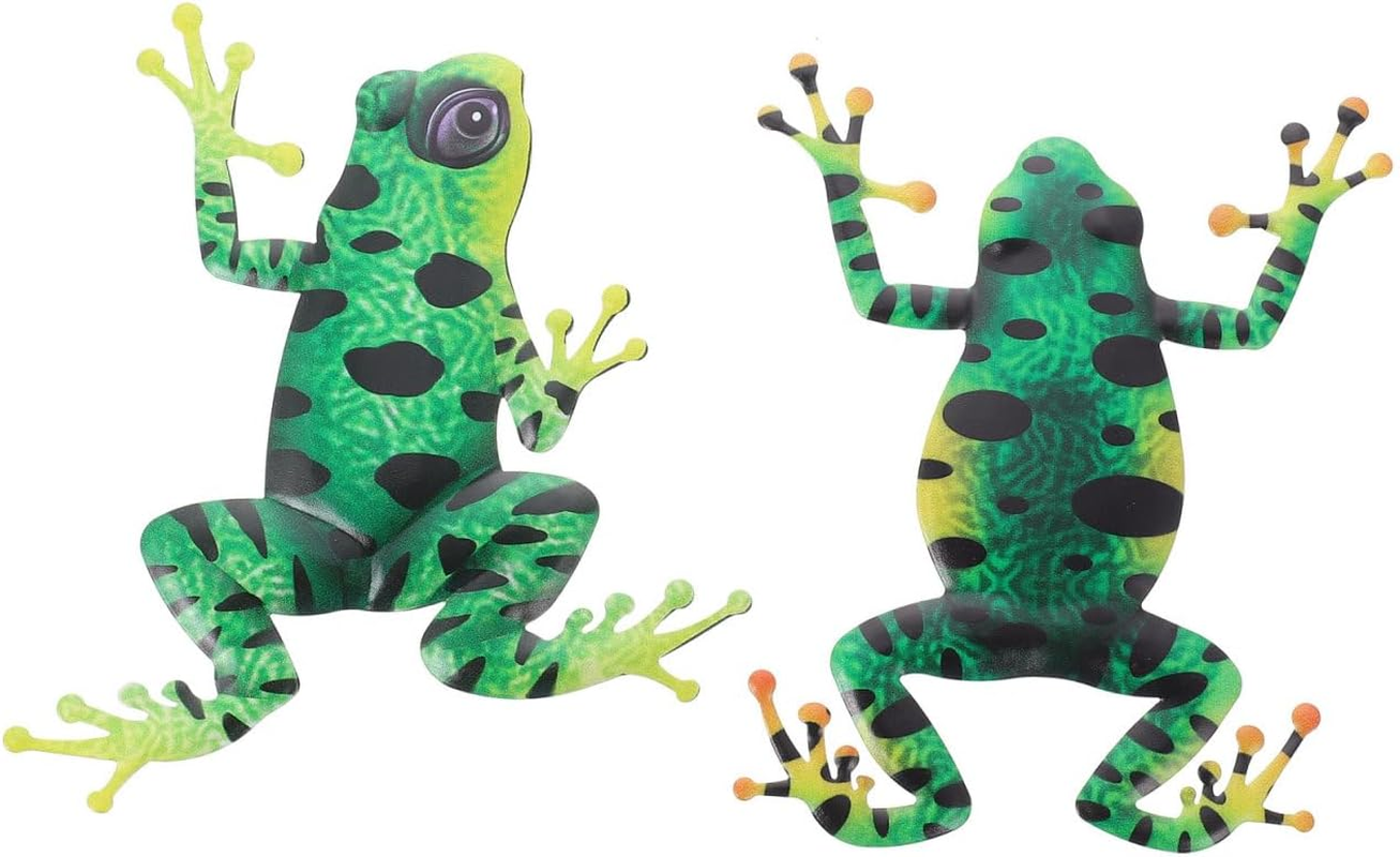 LIFKOME Creative Household Decor Vivid Iron Frogs Decor 2Pcs Iron Wall Hanging Sculptures Artistic Home Craft for Interior Wall Decoration