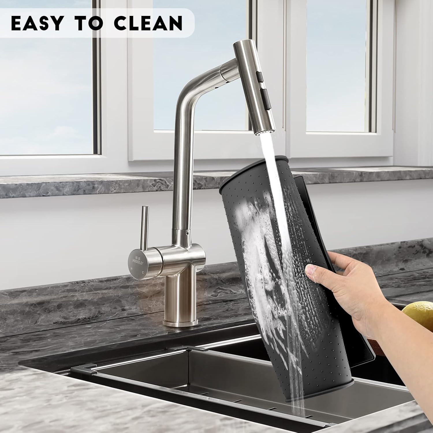 Silicone Mat under Coffee Machine, Non-Slip Mat for Fully Automatic Coffee Machine, Barista Accessories with Granules Design for Stabilising the Coffee Machine and Protecting the Table Top (Black) image number 4