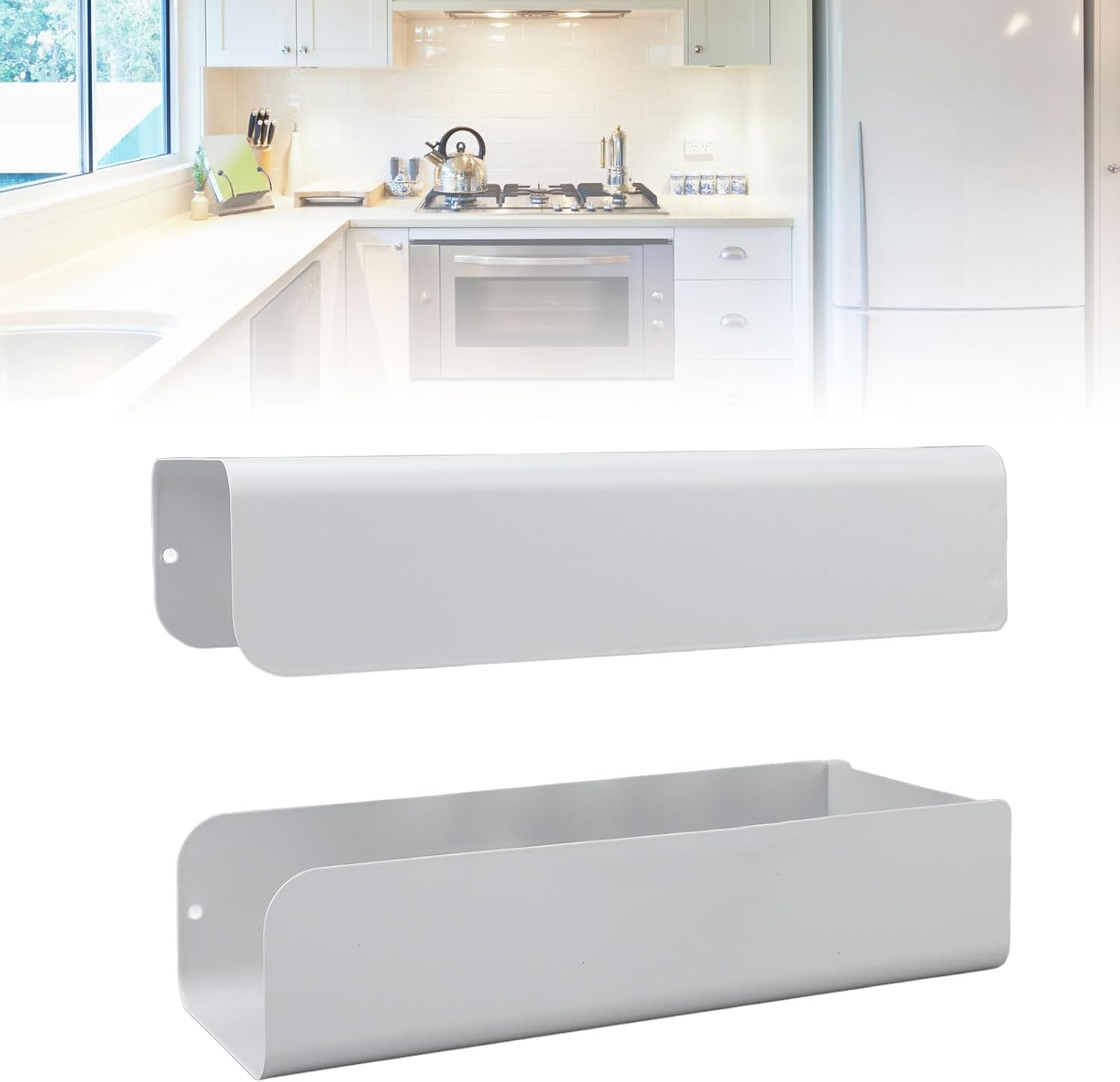 Magnetic Tissue Holder, Magnetic Glove Tissue Dispenser No Punching, Versatile Paper Towel Box Wall Mounted for Refrigerator Kitchen Bathroom (White) - Black image number 4