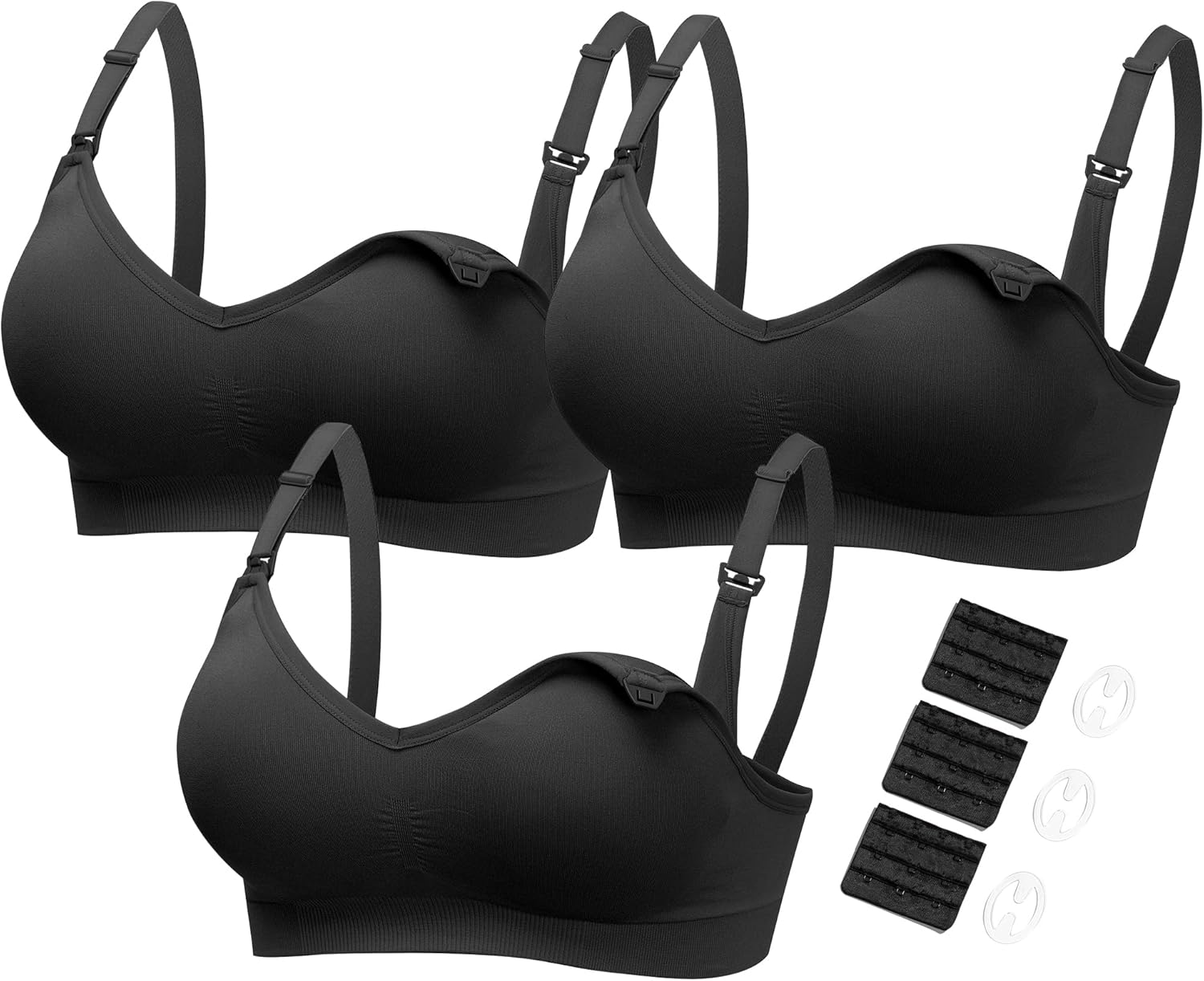 HOFISH Nursing Bras for Maternity Breastfeeding Seamless Wirefree Push up Bras for Womens Pregnancy Everyday Comfort 3Pack