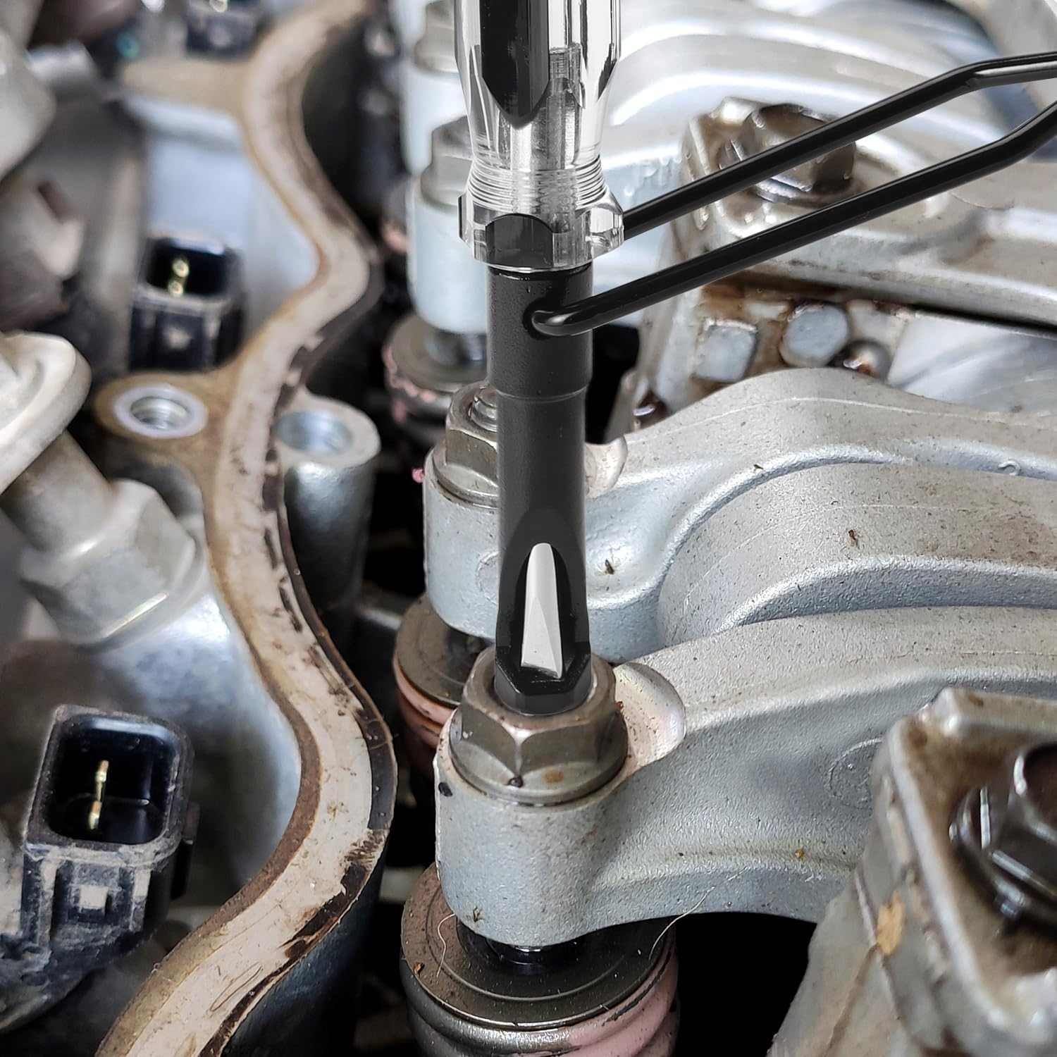 Valve Adjustment Tool, Valve Lash Adjustment Tool with Gauge Jam Nut Valve Grinding Tool Valve Lapping Guiding Removal Tool for Auto Vehicle Engines image number 2