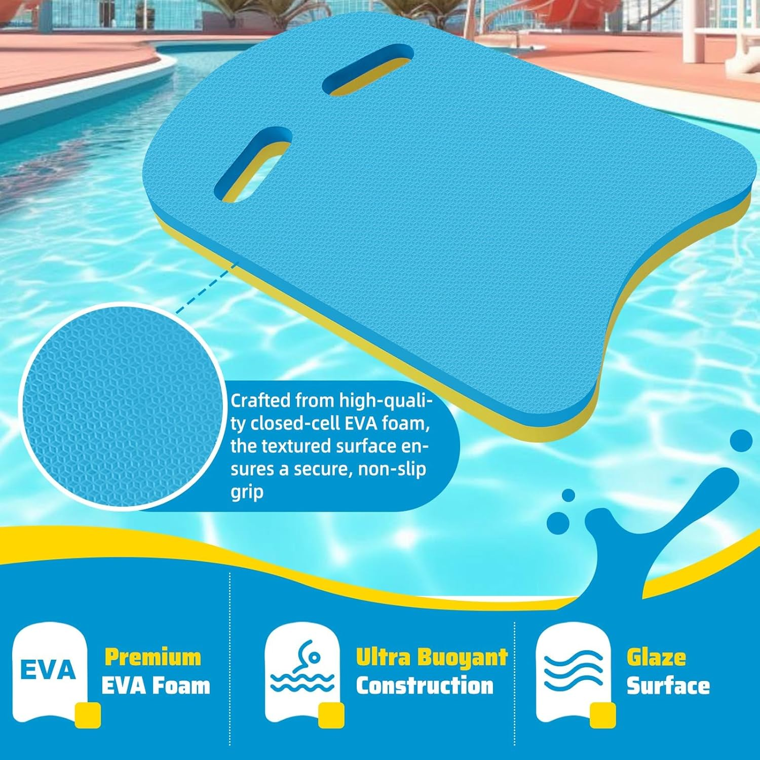 Swimming Kickboard - One Size Fits All - Training Aid for Children and Adults Kick Board Pool Exercise Equipment image number 2