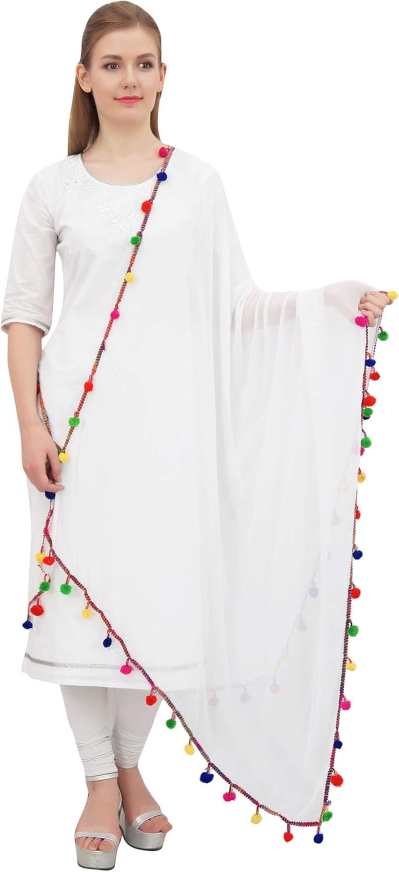 Phagun Women'S Designer Chiffon Dupatta Ethnic Chunni Wrap Long Stole - Black image number 5