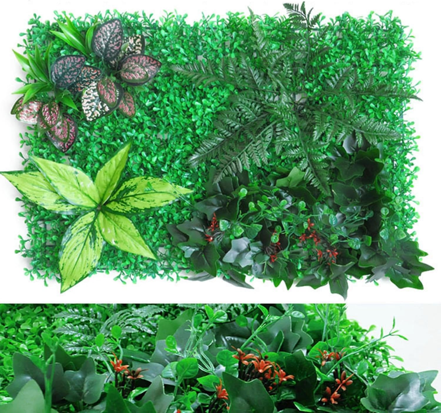 Artificial Grass Wall Decor - Realistic Balcony Decor | Artificial Boxwood Panel Topiary Hedge Plants Privacy Hedge Screen Sunscreen Sunscreen Artificial Hedge Fence, Eco-Friendly Wall Plants | image number 6