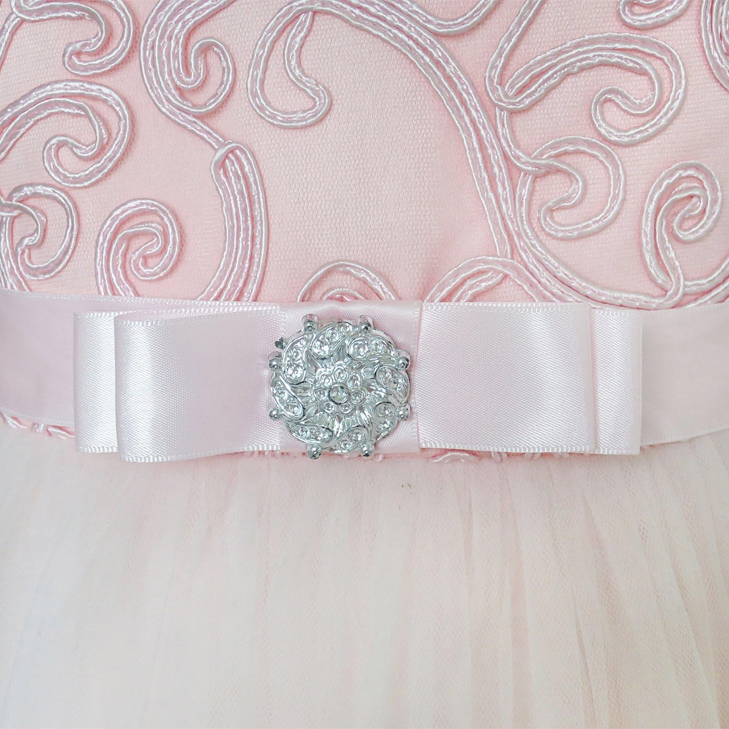 Sunny Fashion Flower Girls Dress Blue Belted Wedding Party Bridesmaid Size 4-12 Years image number 5