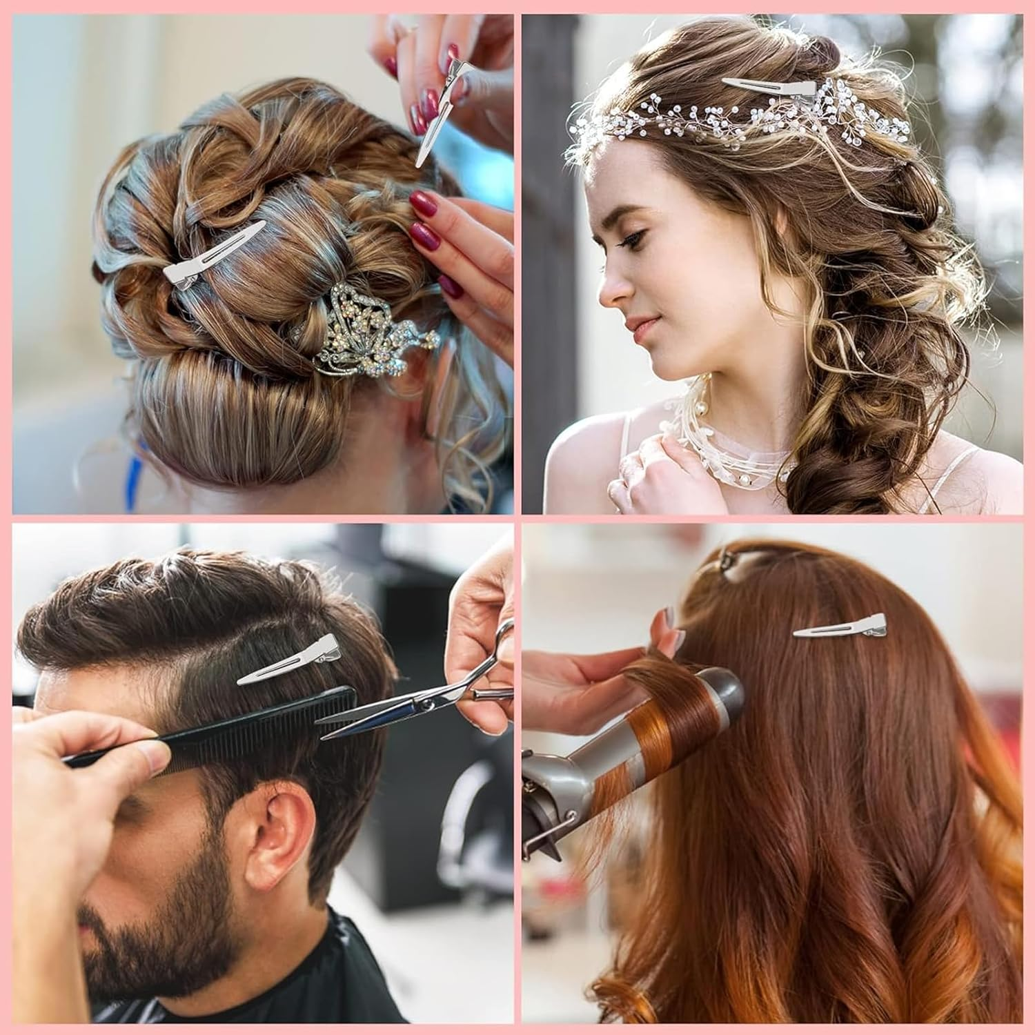 60Pcs 4.5Cm Duckbill Mouth Clips Alligator Clips, Duck Bill Hair Clips Metal Alligator Curl Clips with Holes, Duck Bill Clips Hairdressing Salon Hair Grip image number 6