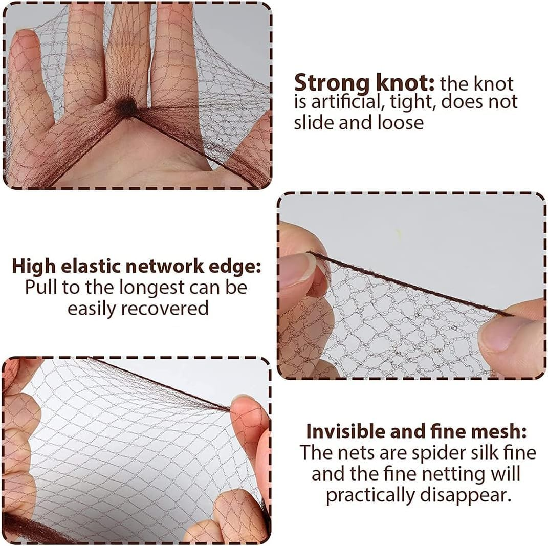 Tonjin 50PCS Hair Nets Bun and 10PCS U Shaped Hair Pins Set, 50Cm Individual Package Invisible Hair Nets Elastic Edge Mesh and 6Cm Hair Bun Pins for Women Girls Ballet Bun Maker Dance(Brown) - Black image number 3