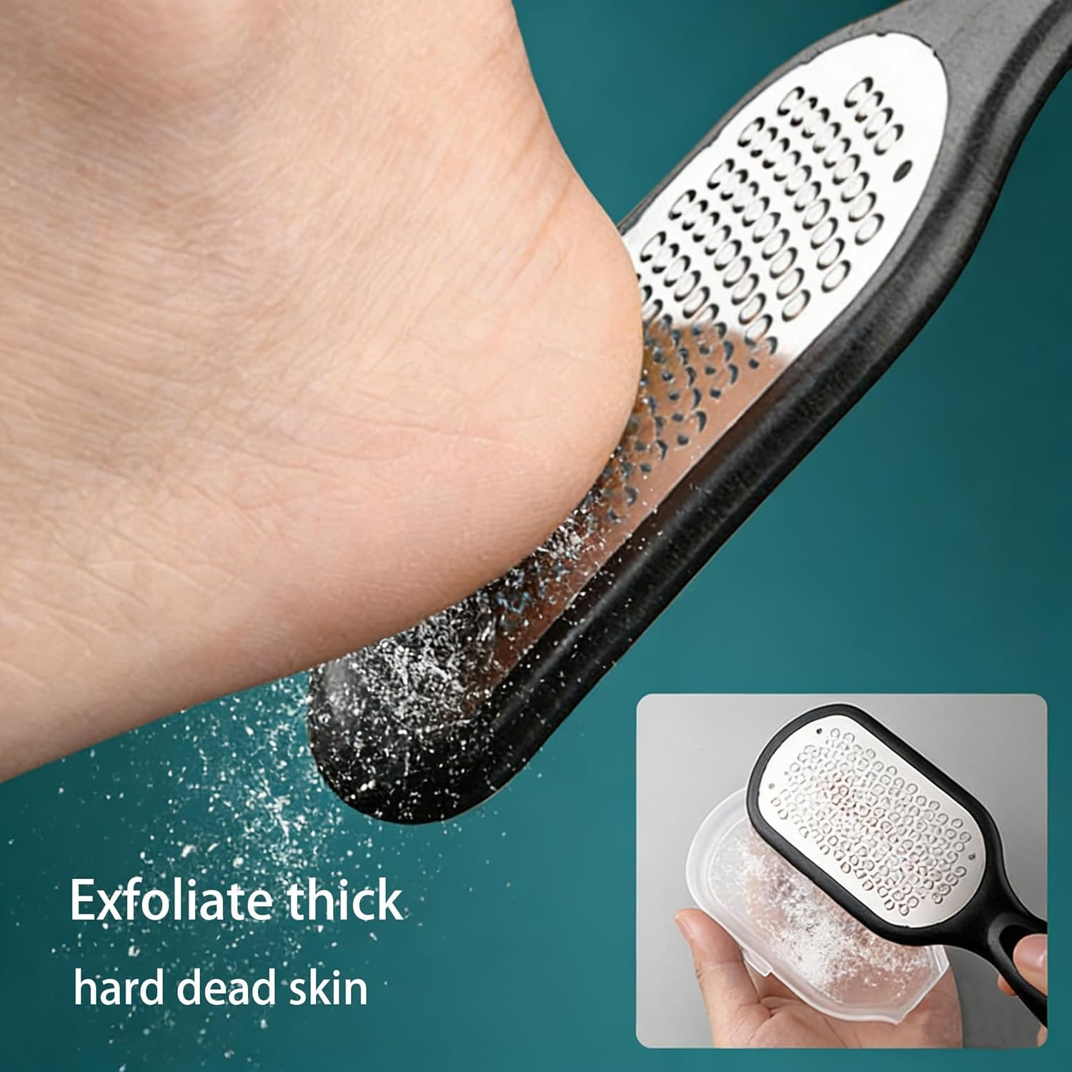 Yxvyxymyxxg​ Foot File and Callus Remover with Dead Skin Catcher - Professional Heel Scraper for Wet/Dry Use, Mess-Free Pedicure Tool for Cracked Heels image number 1