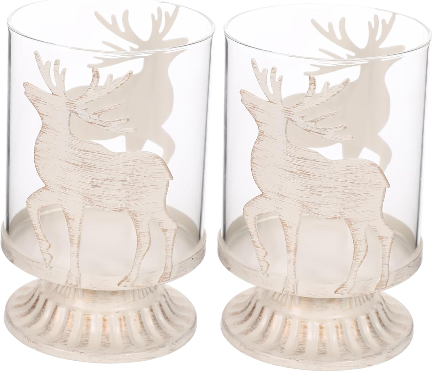 Beatifufu 2Pcs Elegant Christmas Deer Ornament Candlestick Holder Decorative Desktop Decoration for Housewarming
