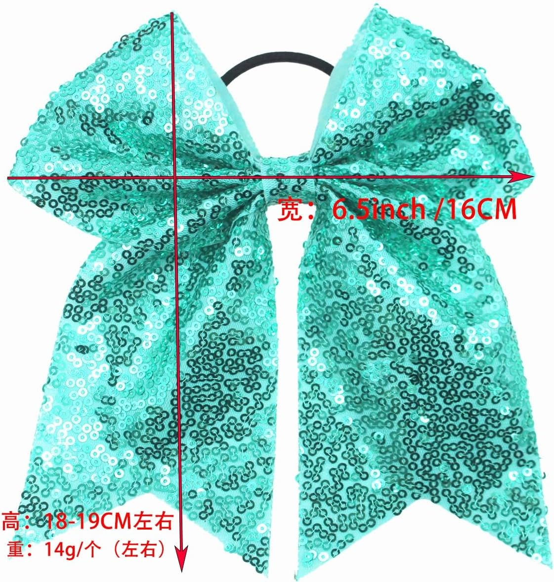 Blausky Pack of 4 Large Bows Hair Bows with Sequins, 18 X 16 Cm, French Bow Scrunchies, Elastic Hair Bows, Glitter Hair Accessories for Women, Party, Christmas, Everyday, Red image number 6