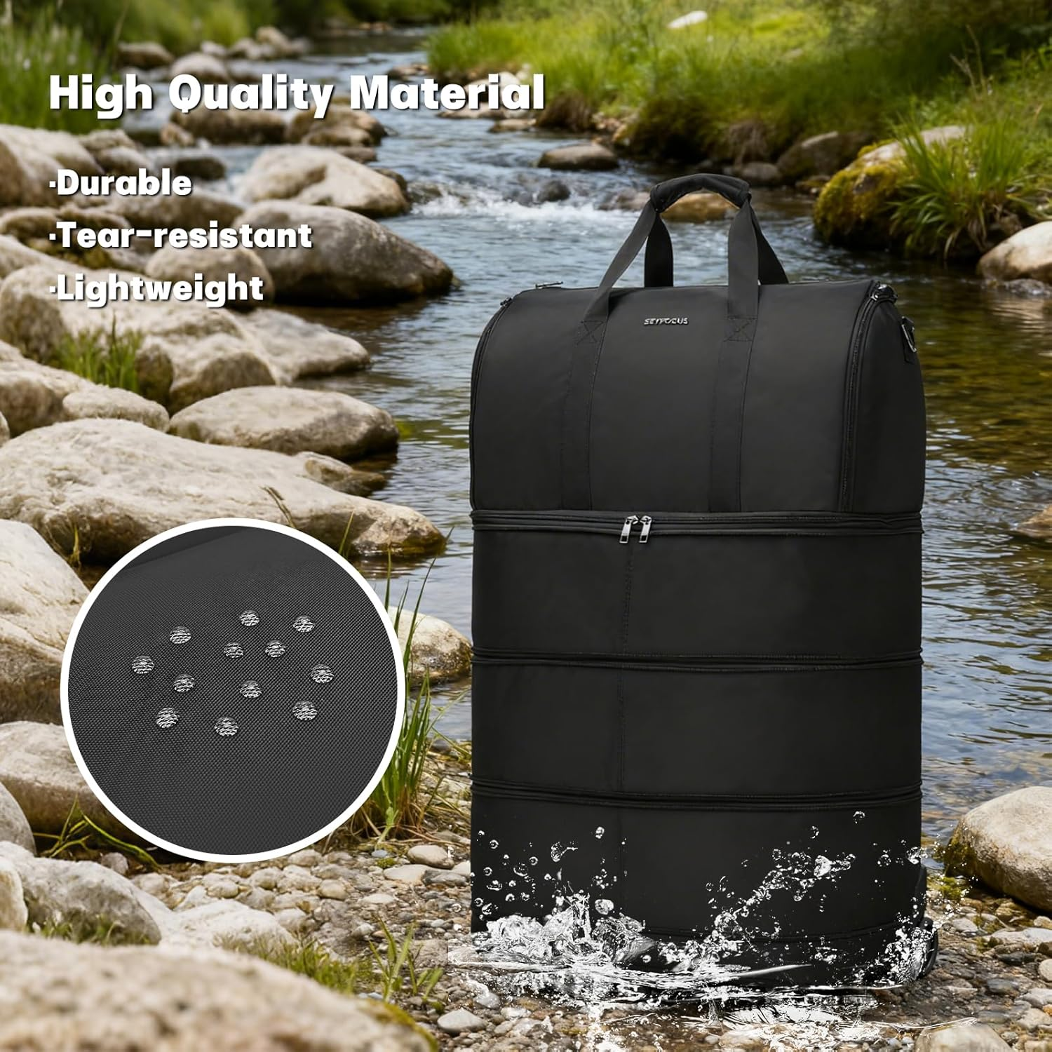 Collapsible Rolling Garment Bags, Large Rolling Duffle Bag with Wheels Convertible Travel Garment Bag for Men Women Carry on Garment Bag for Travel Suitcase Suit Business Travel Bag, Black image number 4