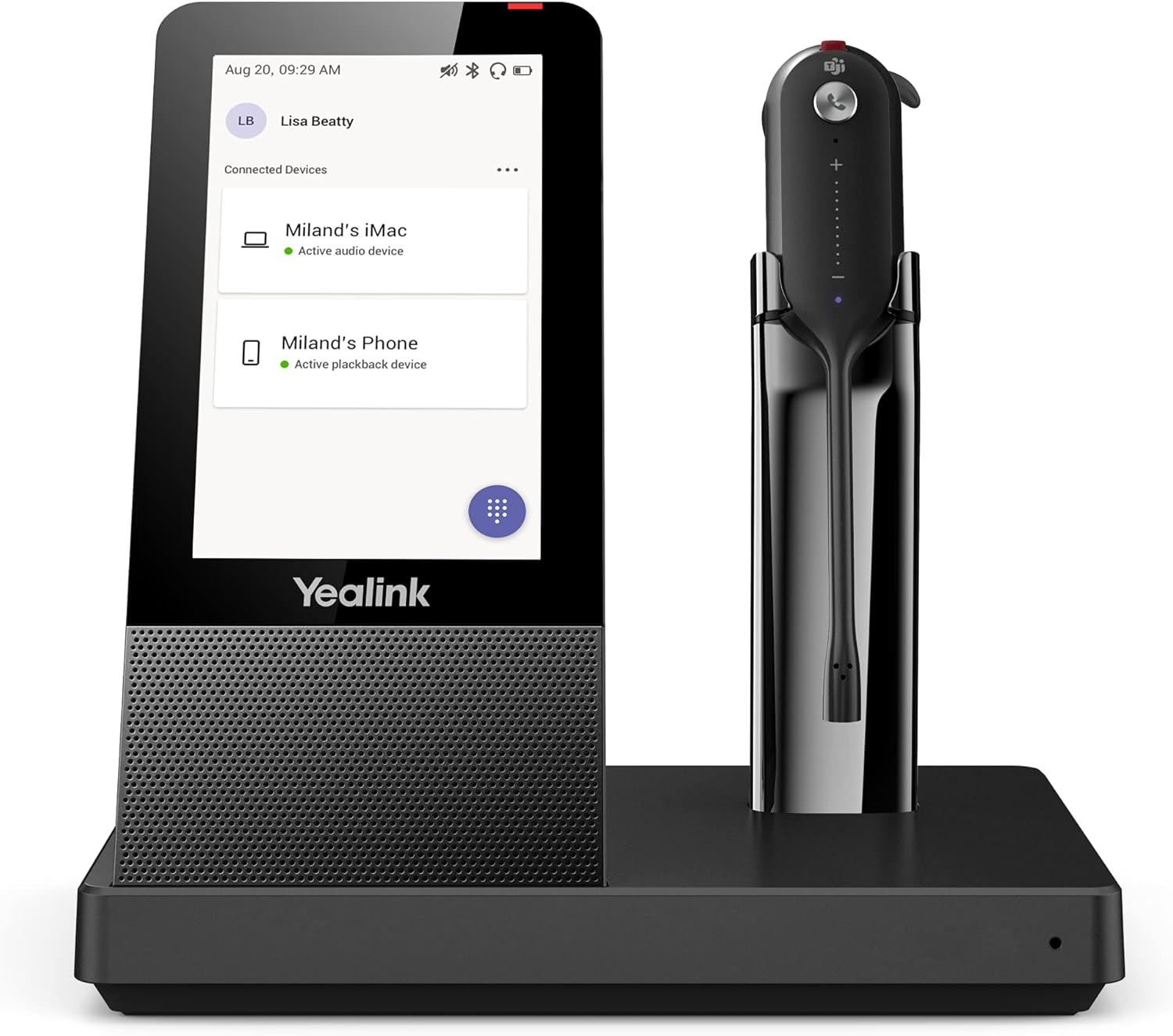 Yealink 35559 WH67 Standard UC DECT Wirelss Headset for Microsoft Teams with Touchscreen